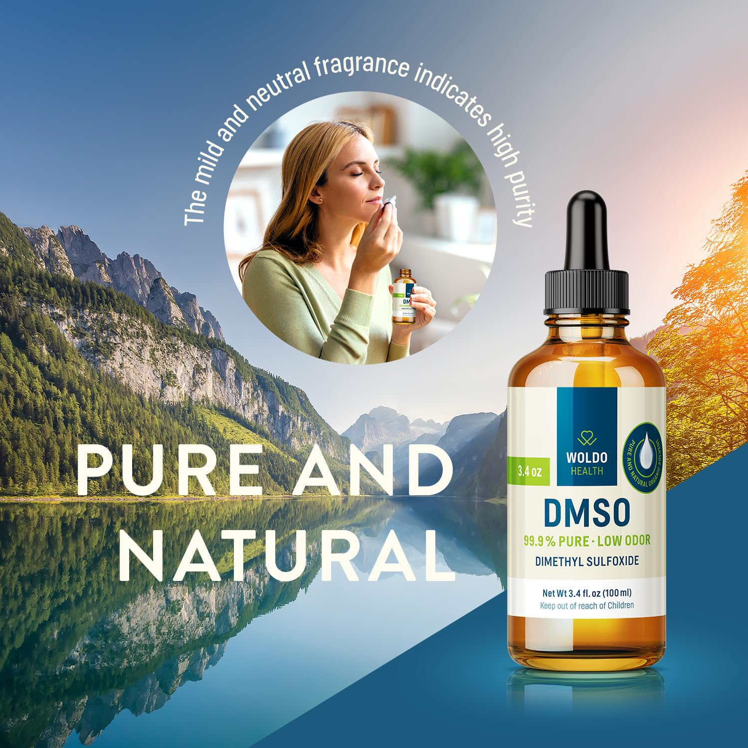 DMSO Pharmaceutical Grade with 99.9% Purity & Low Odor - 3.38oz (Dimethyl Sulfoxide) Glass Bottle with Dropper