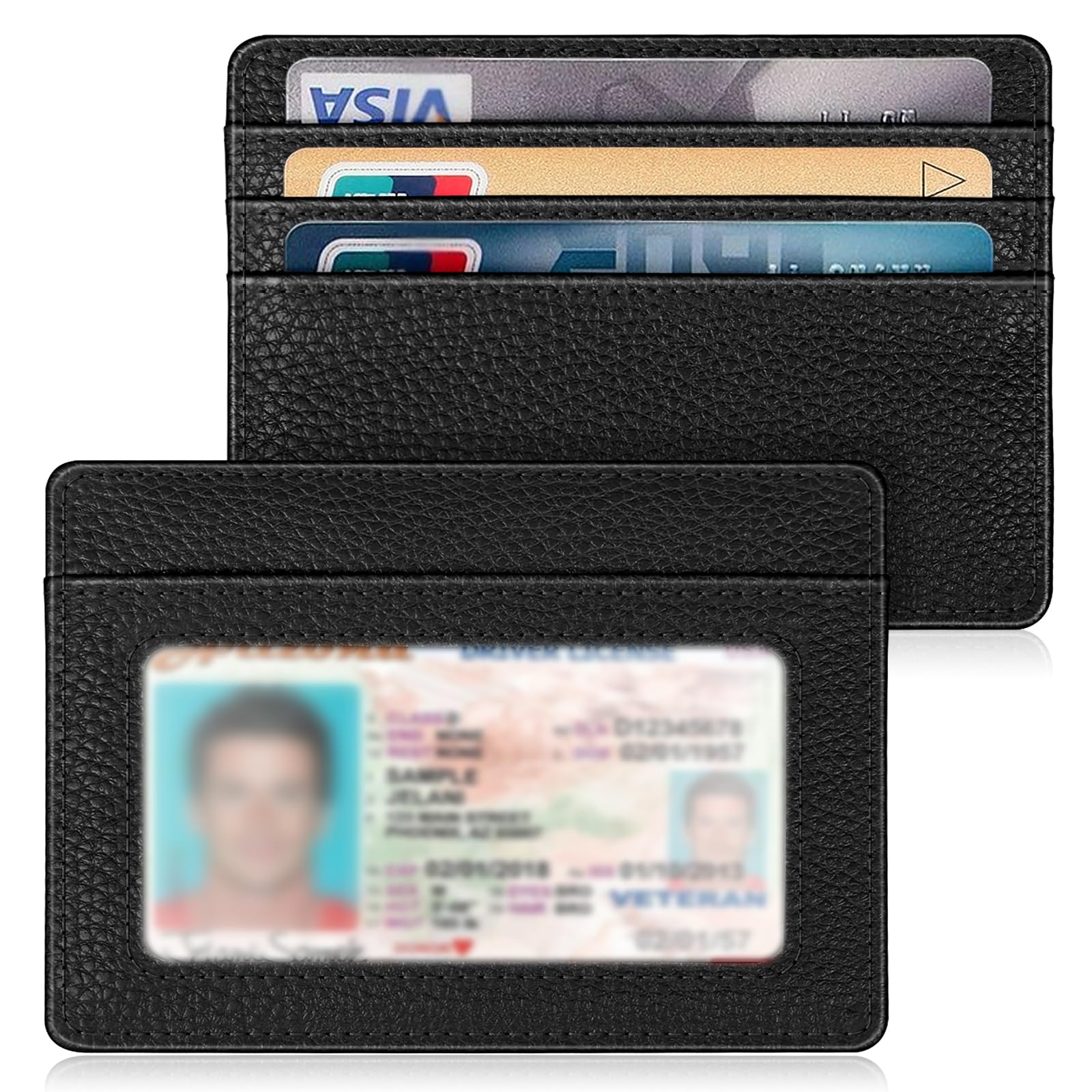 FINTIE Slim Minimalist Front Pocket Wallet, RFID Blocking Credit Card Holder Card Cases with ID Window for Men Women, Black