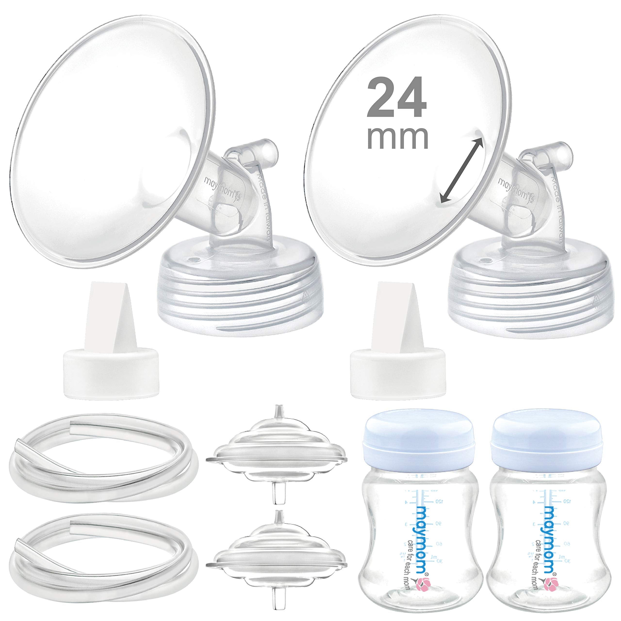 Maymom Pump Parts Compatible with Spectra S2 S1 Replacement Kit for Spectra Pump Parts 24 mm Flange Duckbill Valve Tube Bottle Backflow Protector, Not Original S2 S1 Accessories