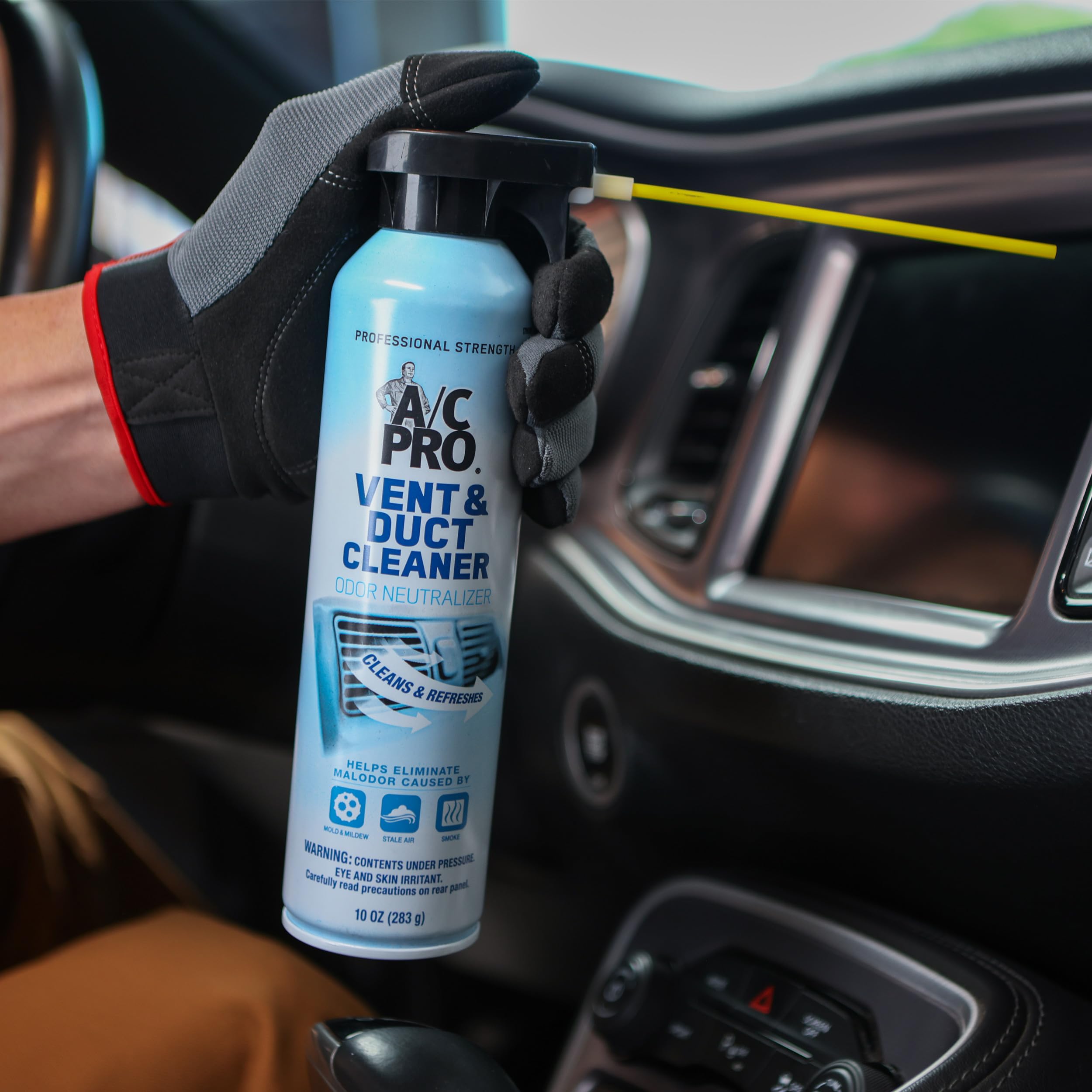 InterDynamics Certified A/C Pro Vent and Duct Cleaner, Professional Strength Odor Eliminator for Cars, Truck, HVAC, 10 Oz