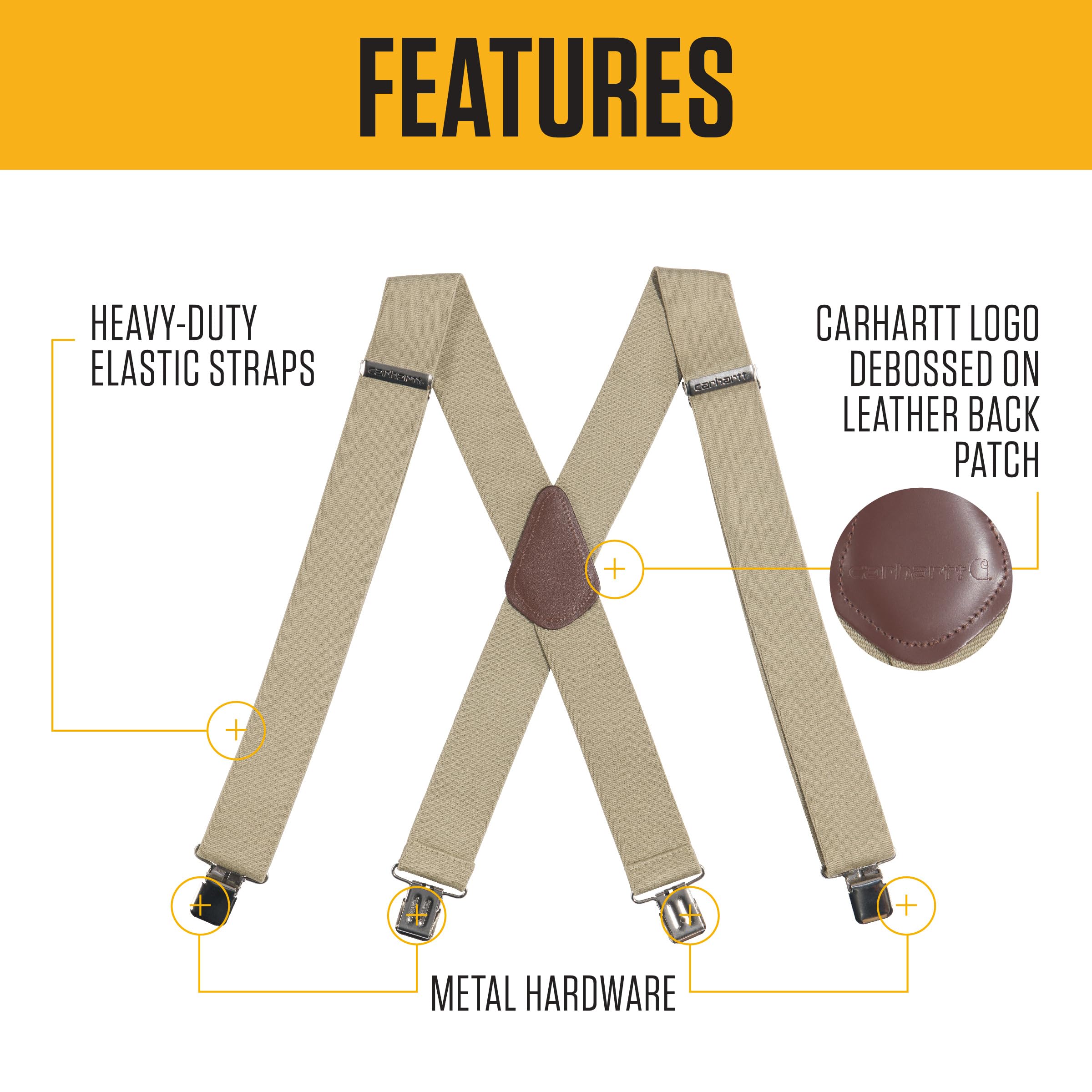 Carhartt Rugged Flex Elastic Suspenders Black, One Size (52” Maximum Length) Suspender Width: 2"