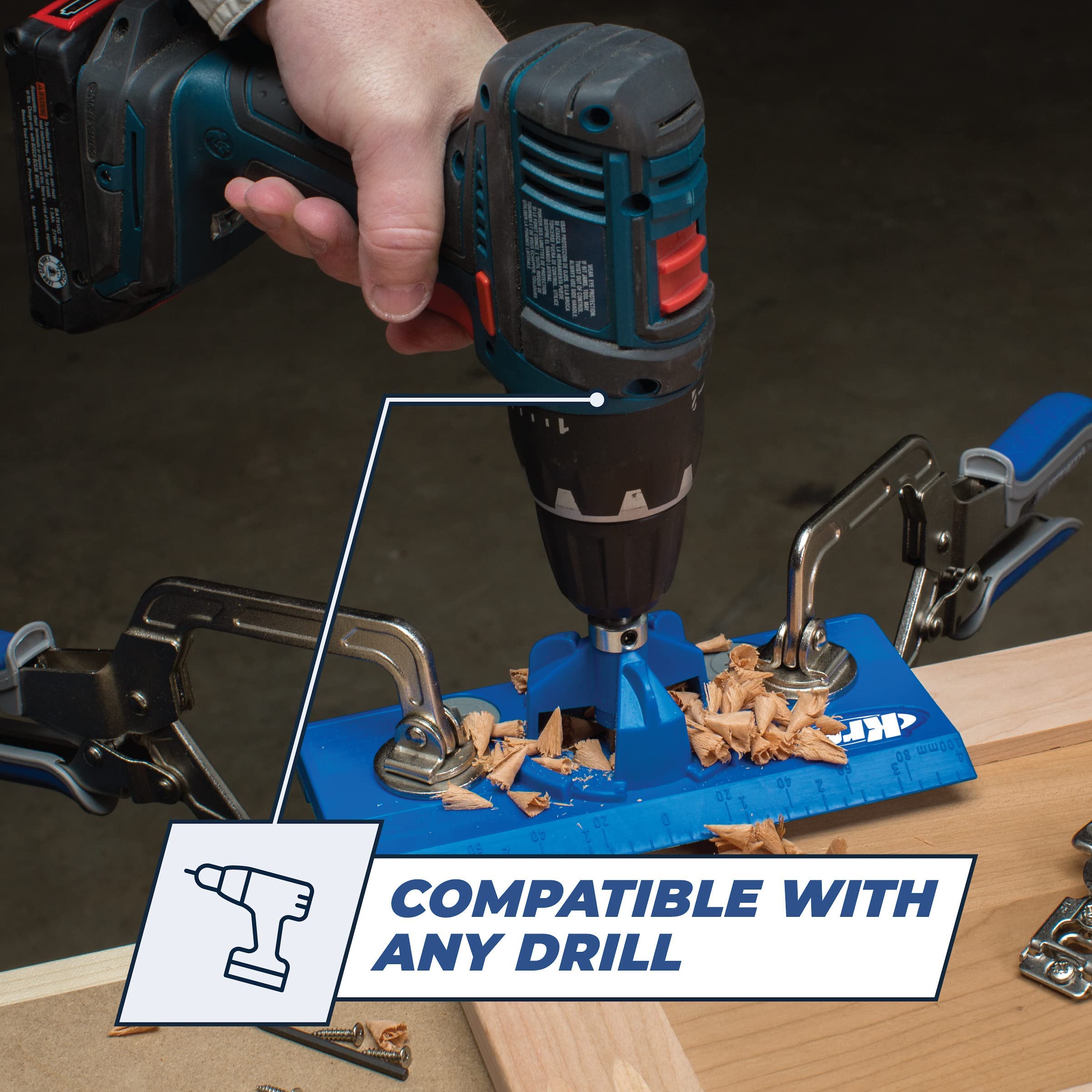 Kreg KHI-HINGE Concealed Hinge Jig – Precision Cabinet Door Hinge Tool – Drill Guide for Concealed (Euro) Cabinet Hinge Installation – Adjustable Boring Jig – 35mm cup-style concealed hinges