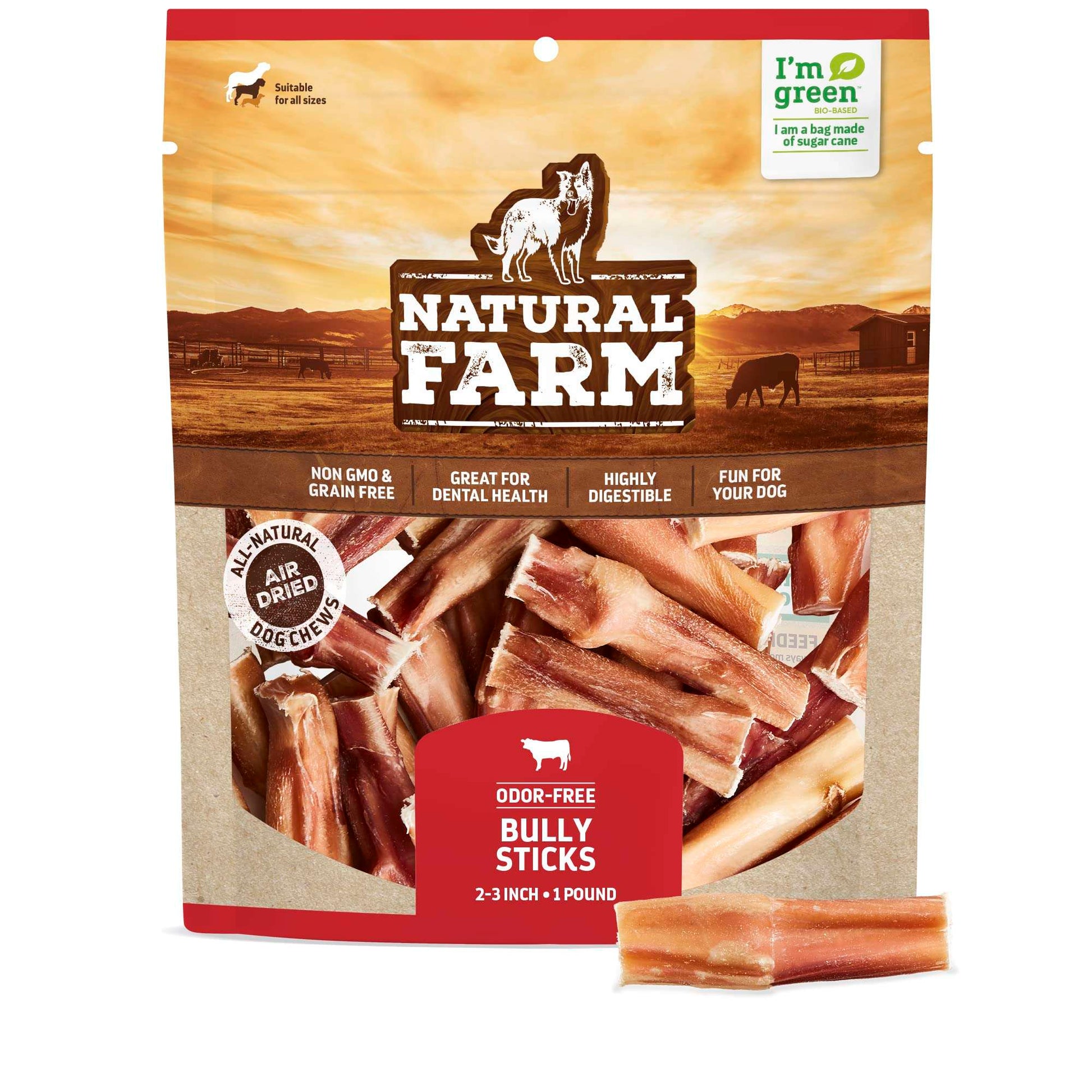 Natural Farm Odor-Free Bully Sticks (6 Inch, 20 Pack), 100% Beef Chews for Pups, Small and Medium Dogs, Non-GMO, Grain-Free, Fully Digestible, Natural Treats to Keep Your Dog Busy