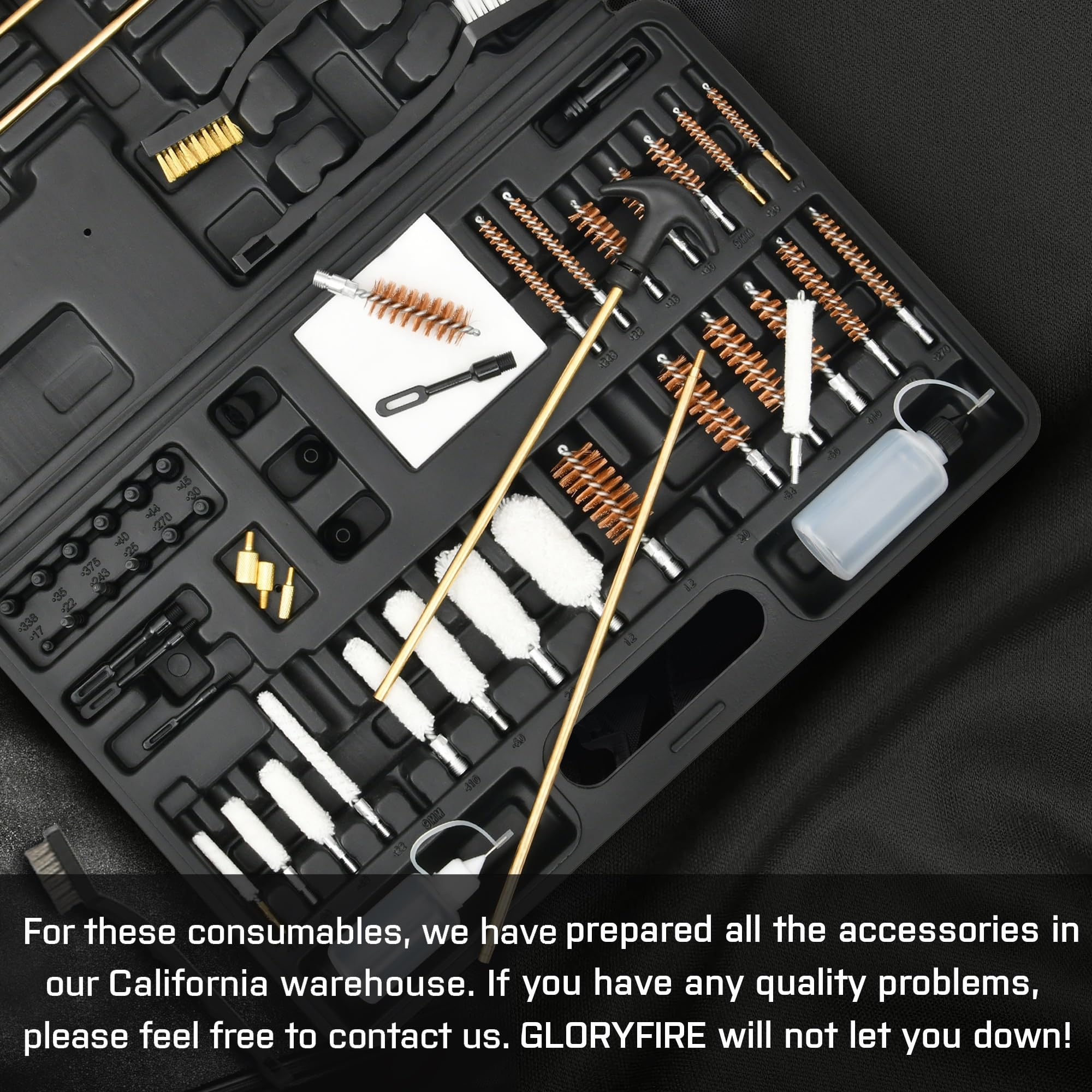 GLORYFIRE Universal Gun Cleaning Kit Hunting Handgun Shot Gun Cleaning Kit with Case Travel Size Portable Metal Brushes