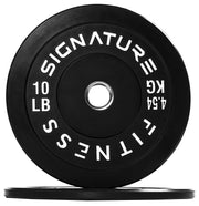 Fitvids 2" Olympic Bumper Plate Weight Plates with Steel Hub, 10LB, Pair, Black, Updated