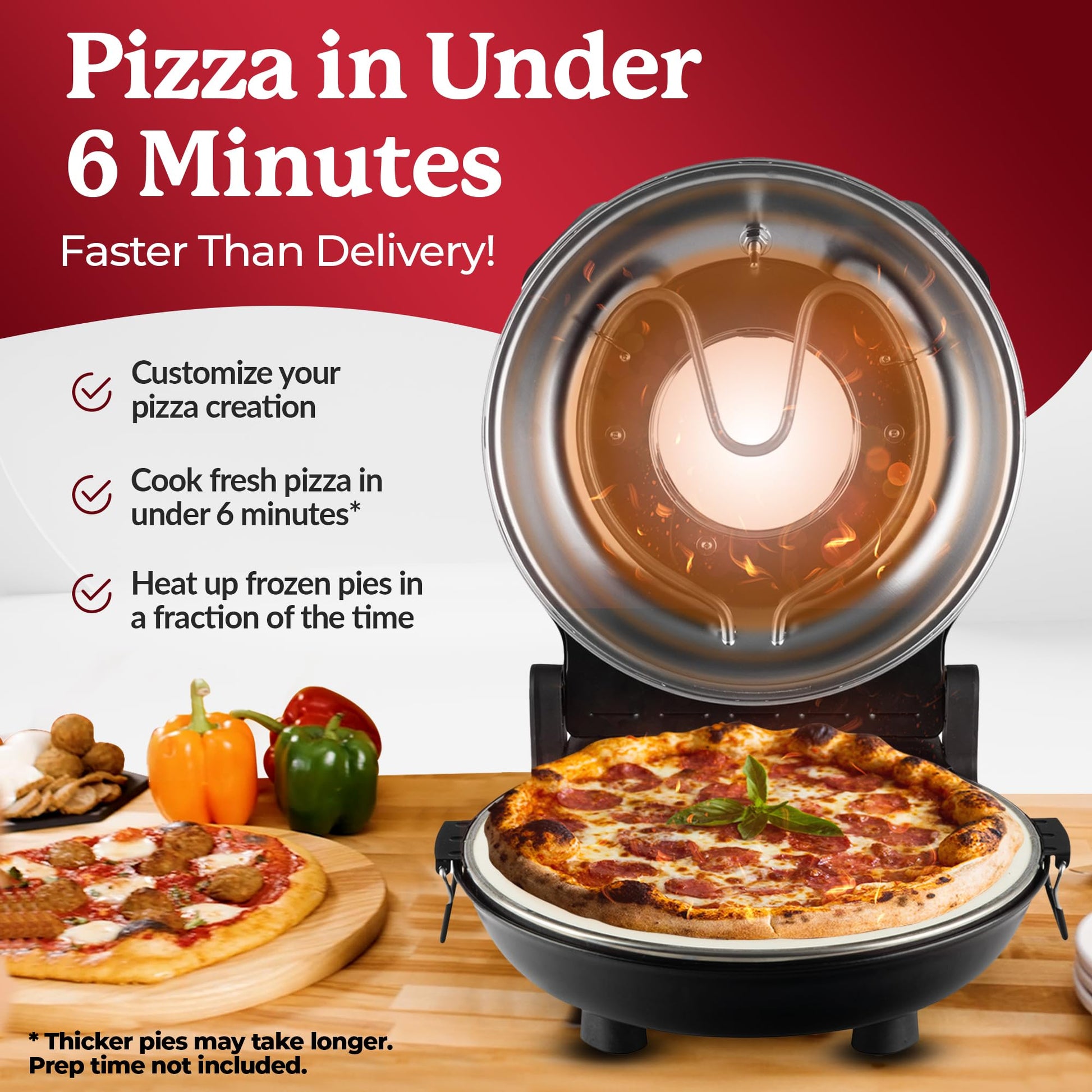 PIEZANO Crispy Crust Pizza Oven by Granitestone – 12 Inch Electric Pizza Oven Indoor Countertop Maker with Ceramic Stone Heats up to 800˚F for Delicious Stone Baked Pizzeria Style Pizza at Home