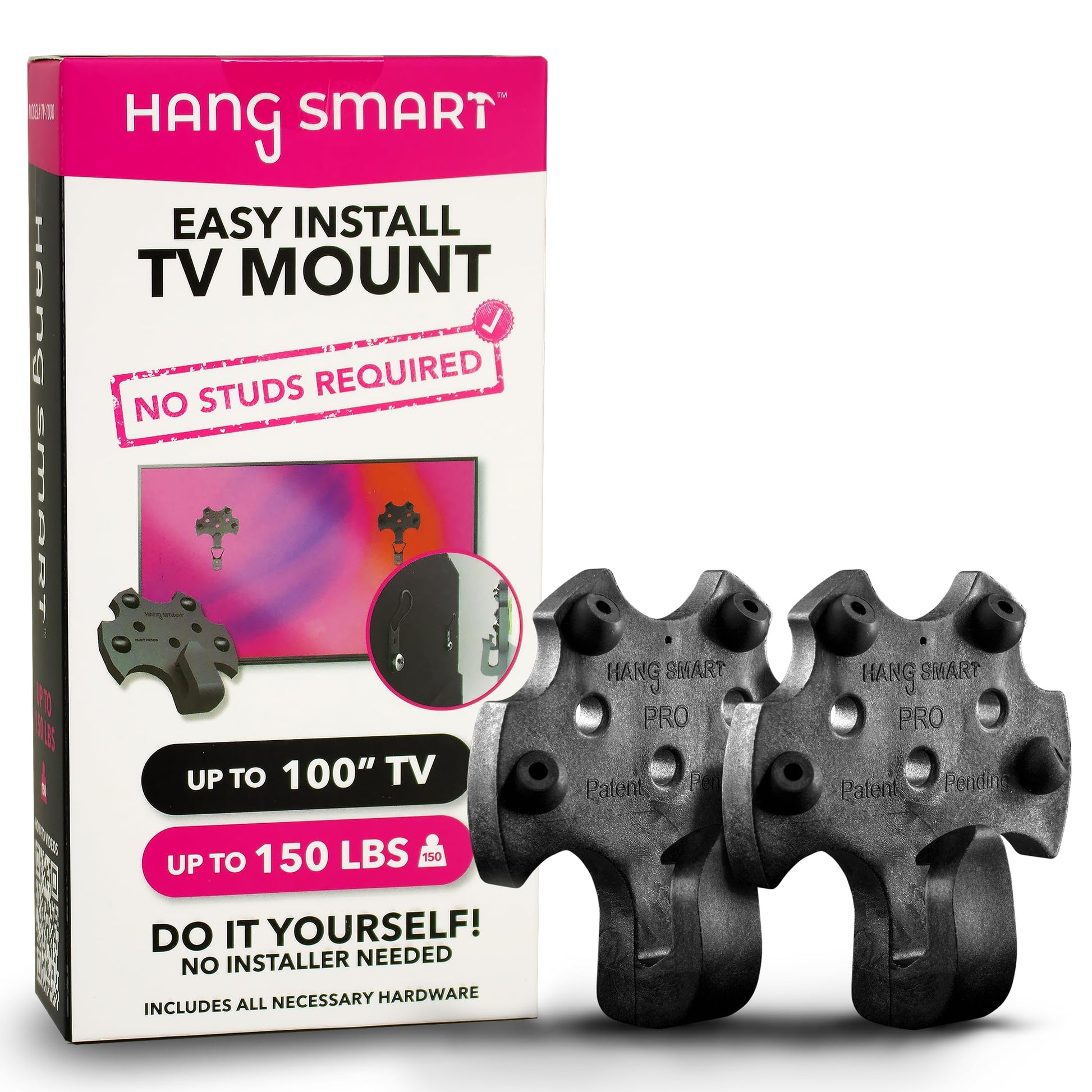 HangSmart TVÃÂ® Wall Mount NO Stud - Original & Patented Easy Install, DIY for 19-100" TVs, Holds Up to 150LBS, Fits Most LED LCD Flat Screens & Monitors, Includes Hardware