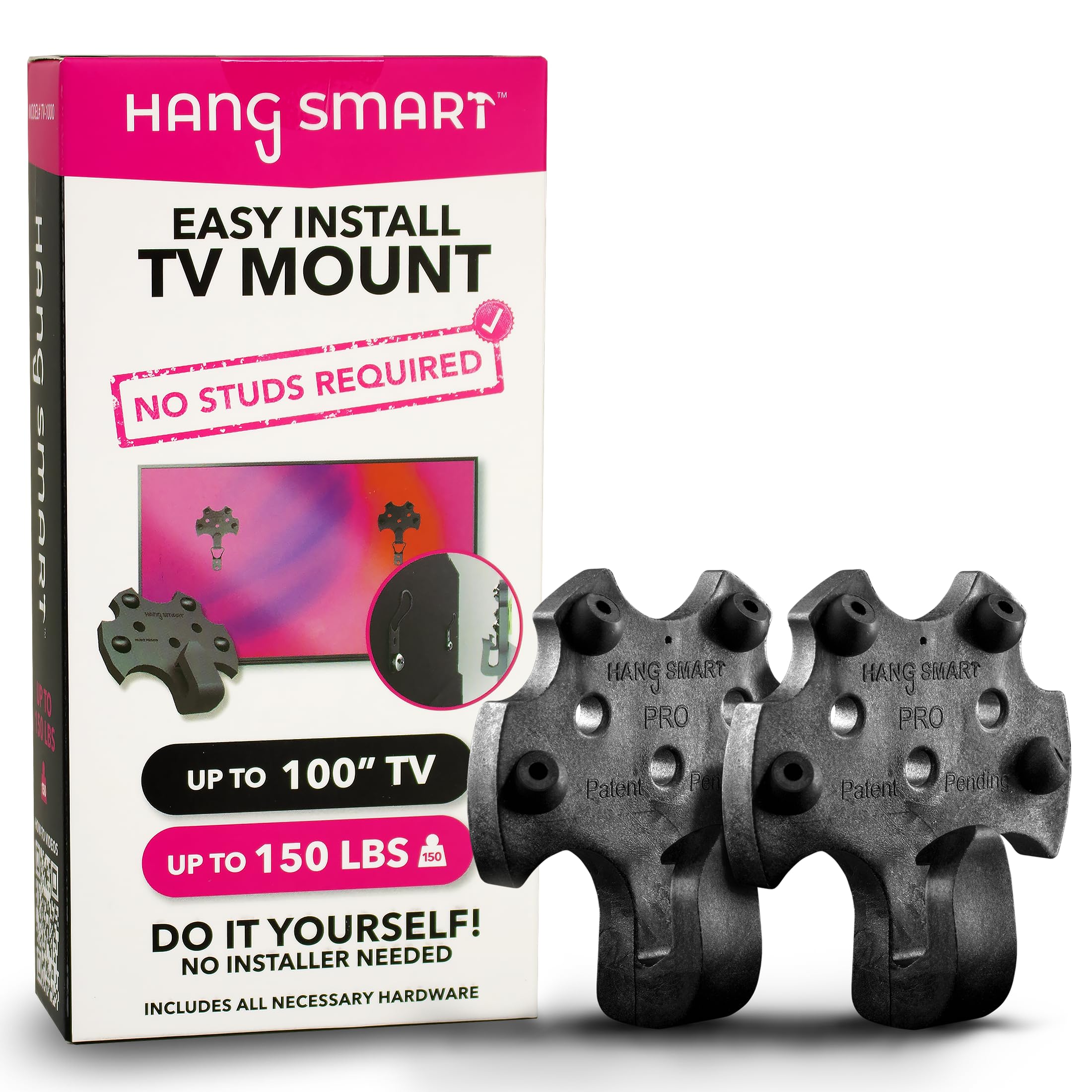 HangSmart TVÃÂ® Wall Mount NO Stud - Original & Patented Easy Install, DIY for 19-100" TVs, Holds Up to 150LBS, Fits Most LED LCD Flat Screens & Monitors, Includes Hardware
