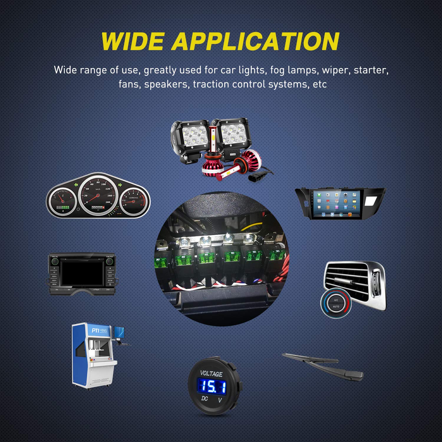 Nilight 50023R 5 Pack 30A Fused Relay Switch Kit 12V 4 Pin SPST Relay Interlocking Harness Socket Holder 30 Amp 12 Volt Automotive Relays with Fuse for Auto Cars Trucks RV