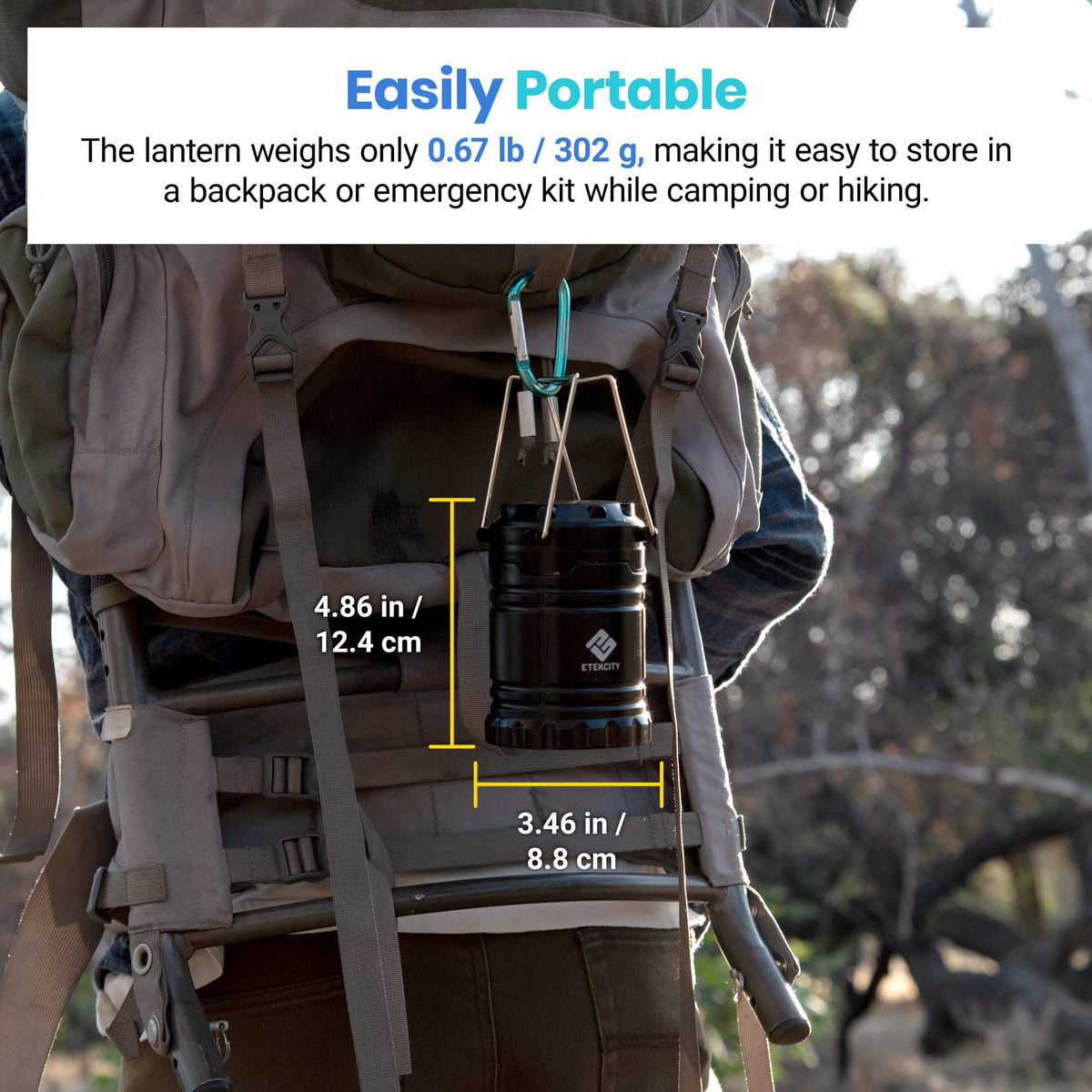 Etekcity Lantern Camping Essentials Lights, Led Flashlight for Power Outages, Survival Gear and Supplies for Emergency, Hurricane Preparedness Items , Battery Operated Lamp, 2 Pack, Black