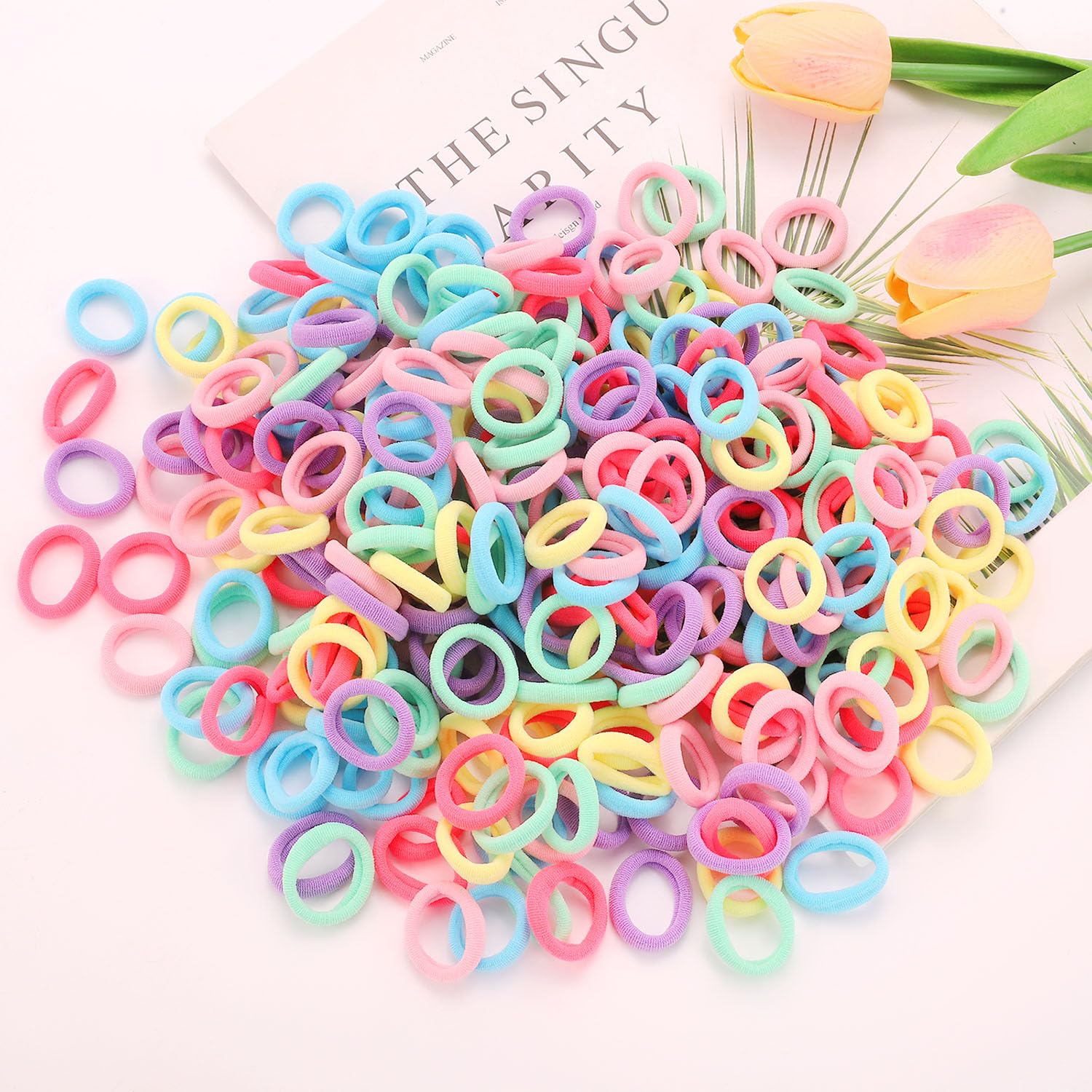 200 Pack Hair Ties BEoffer Baby Toddlers Girls Elastics Hair Bands No Damage Multicolor Colorful Small Rubber Bands Ponytail Pigtails Holders Not Harm to Hair (Macaron)