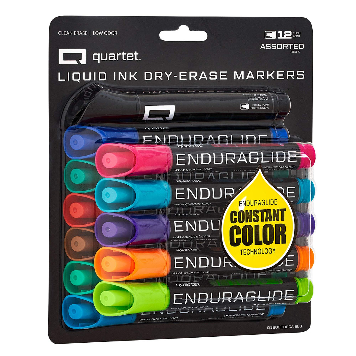 Quartet Whiteboard-Marker, Keilspitze, EnduraGlide, trocken abwischbare Stifte für Lehrer, Zuhause, Schule & Bürobedarf, sortierte Farben, 12 Stück (5001-18MA)