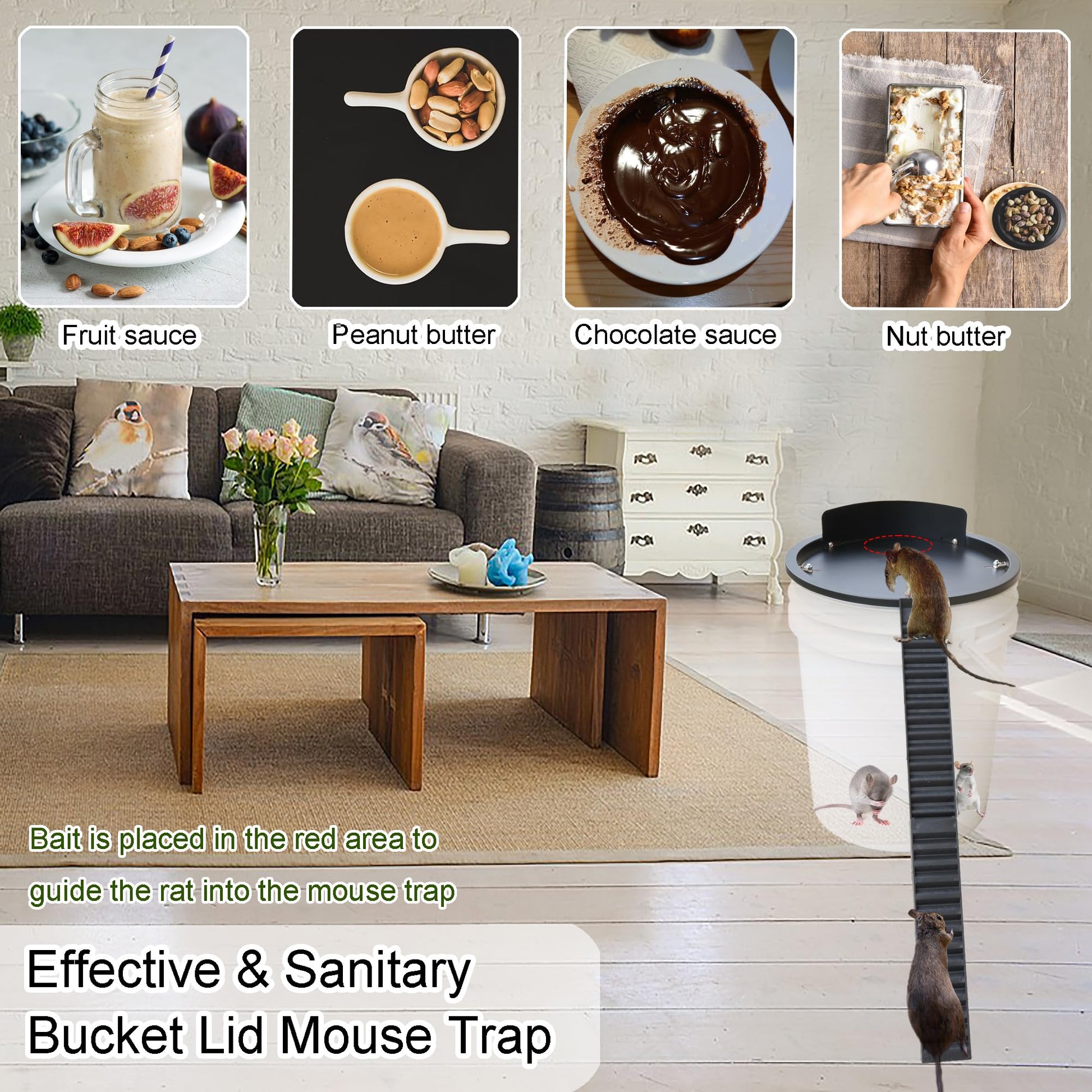 Bucket Lid Mouse Trap Metal 5 Gallon Bucket lid,Strong Metal Material That Cannot be Bitten, auto Reset, Repeat Catch, Indoor Outdoor, Reusable 5 Gallon Bucket Lid, (1Pack)