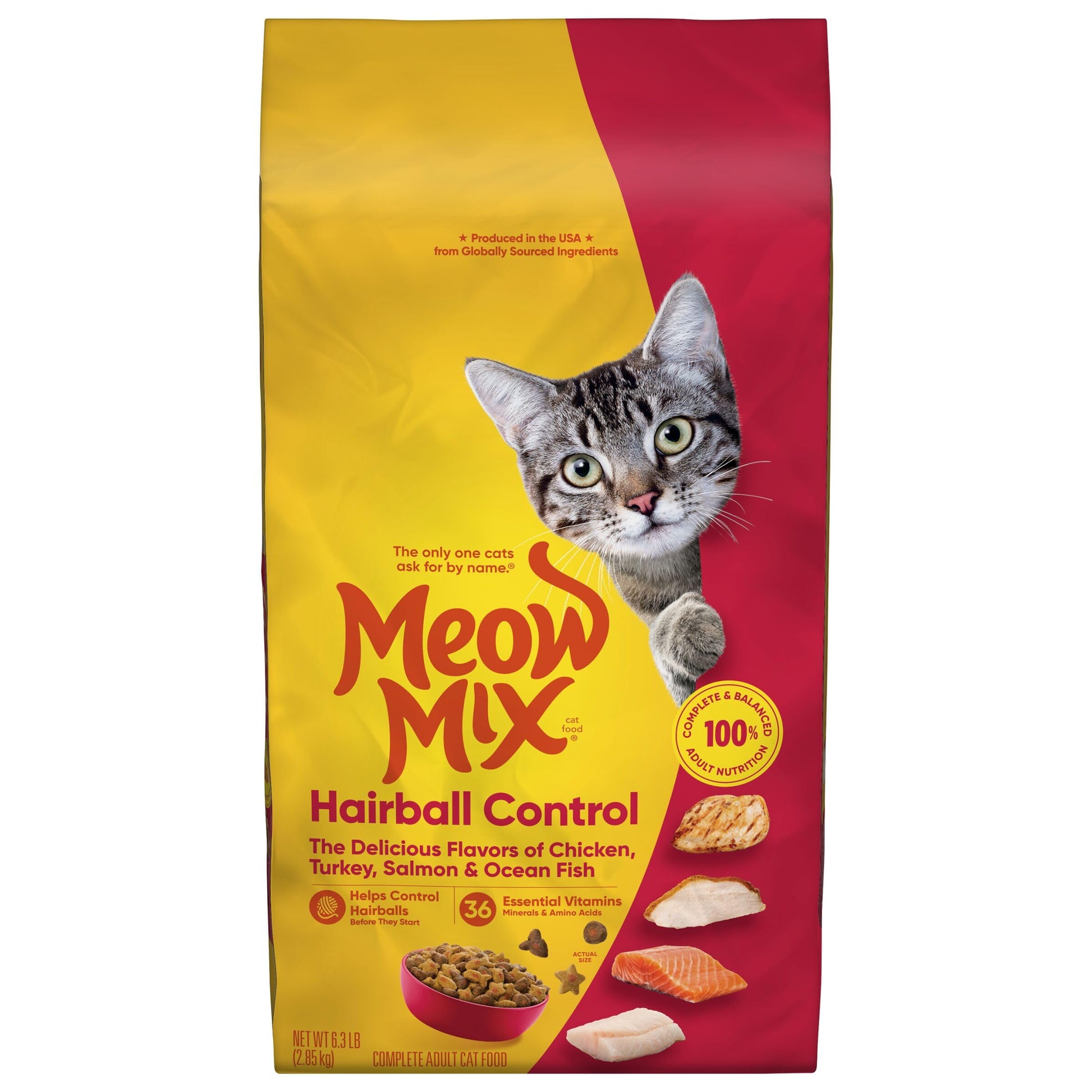 Meow Mix Hairball Control Dry Cat Food, 6.3 Pound Bag