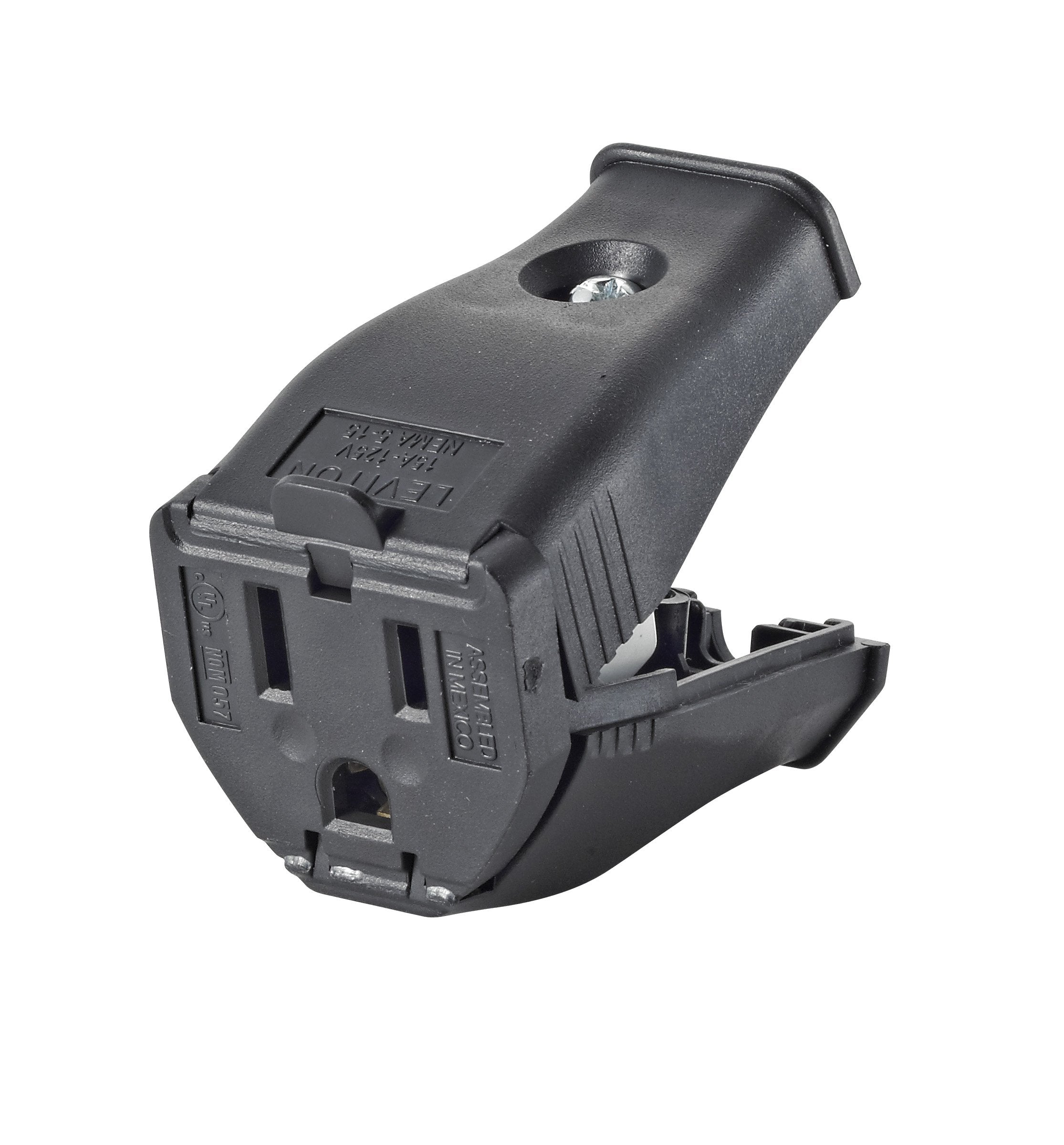Leviton 2-polige 3-Draht-Schutzerdungskabelsteckdose, 3W102-E, Schwarz