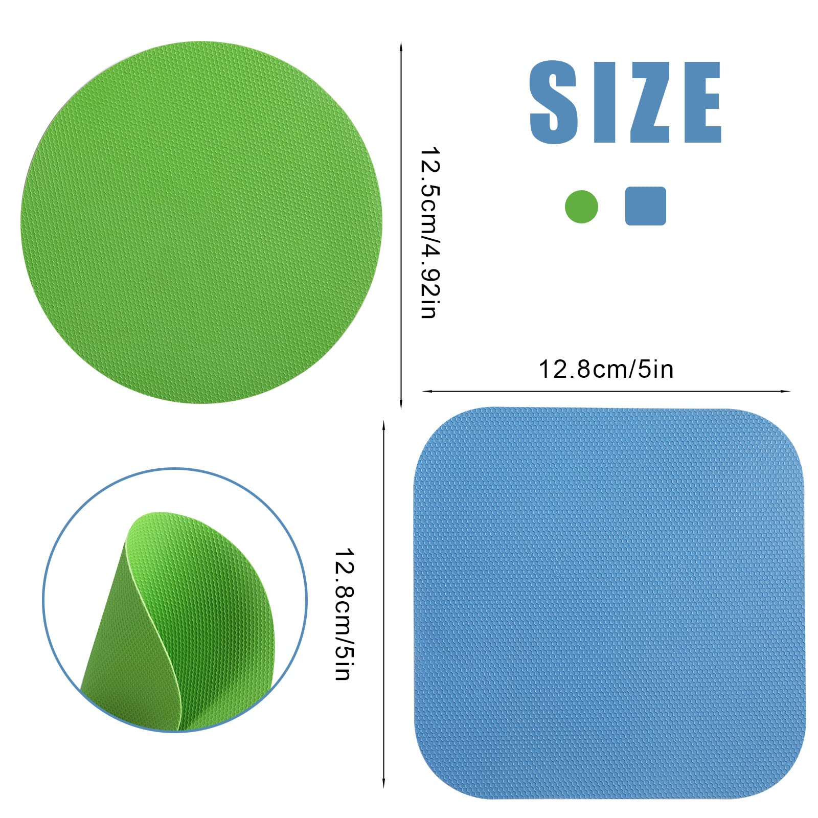 LUTER 4pcs Jar Opener, Rubber, Multi-function Silicone Bottle Opener for Seniors with Arthritis Weak Hands Lid Cap Gripper Pads Kitchen Coasters Gadgets(Light Blue, Green)