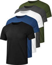 Kinglaman Mesh Workout Shirts for Men Dry Fit Gym Shirts Quick Dry Athletic Short Sleeve Sports T-Shirt Moisture Wicking 1 Black 1 Gray 1 White 1 Blue 1 Green Large