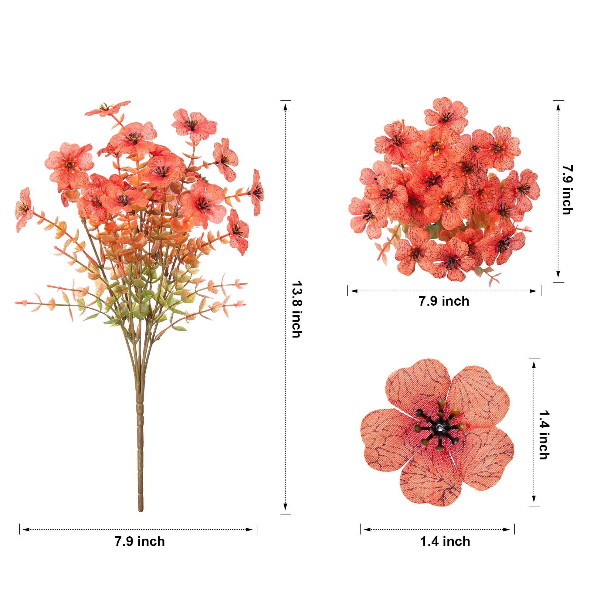 HyeFlora Artificial Fall Flowers Faux Mums for Outdoor Indoor Garden Home Decoration, Faux Flower Daisy with Eucalyptus Leaves Fake Mums Plants Greenery Boxwood Porch Patio, 12 Bundles