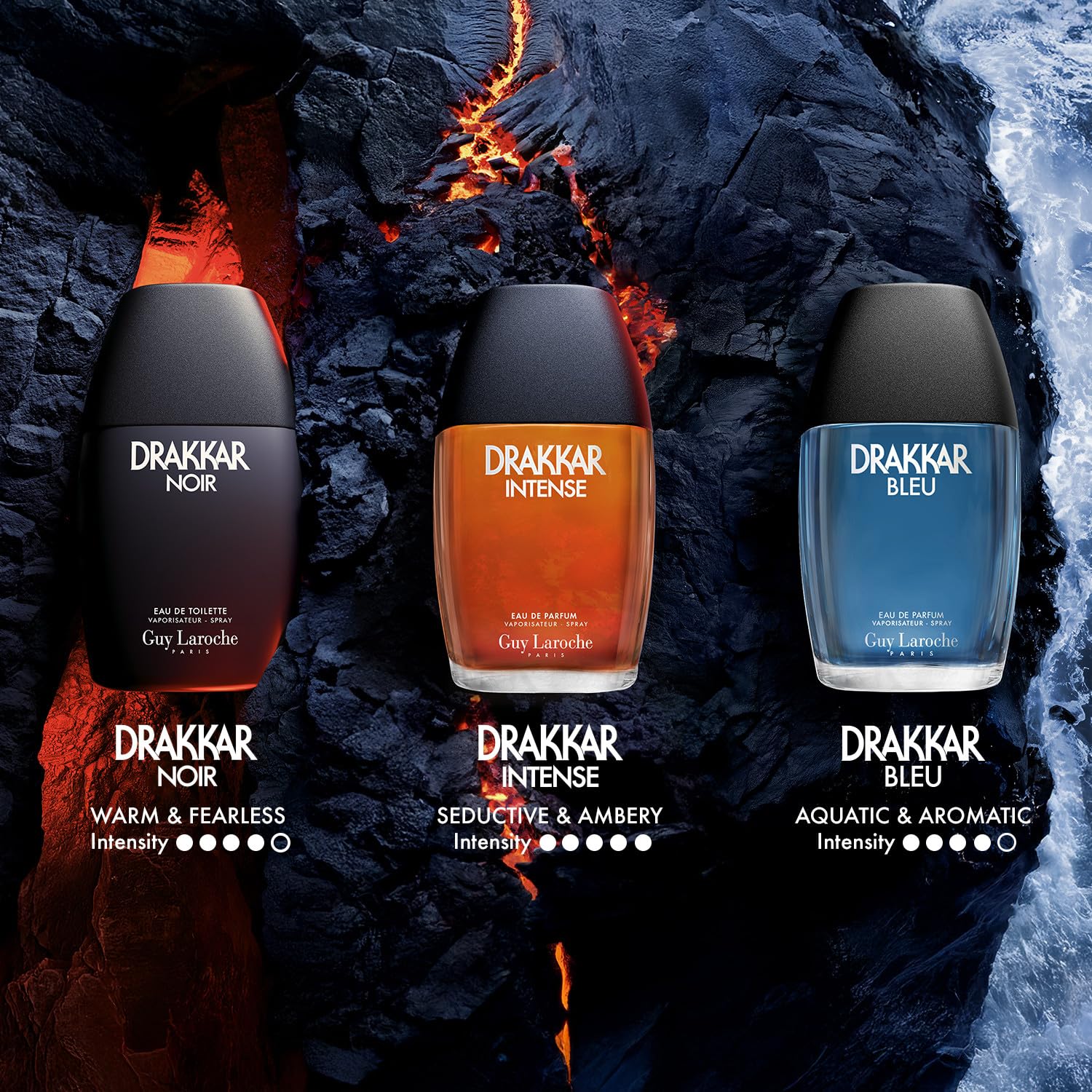 Guy Laroche Drakkar Intense - Seductive & irresistible Eau de Parfum - Ambery fougere fragrance - Long Lasting Mens Cologne - Perfume for Men, 3.4 Fl Oz