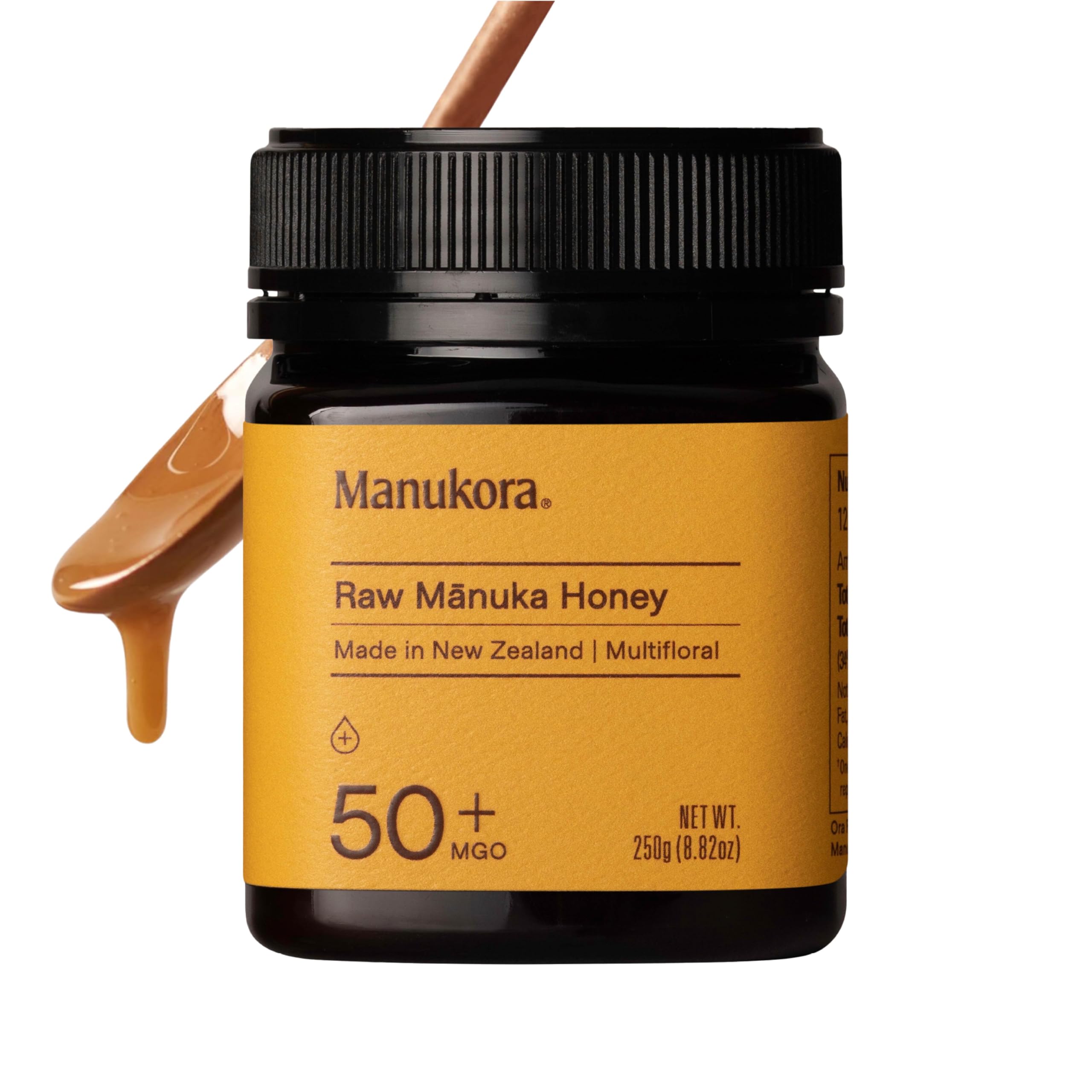 Manukora Raw Manuka Honey, MGO 50+, New Zealand Honey, Non-GMO, Traceable from Hive to Hand, Daily Wellness Support - 250g (8.82 Oz)