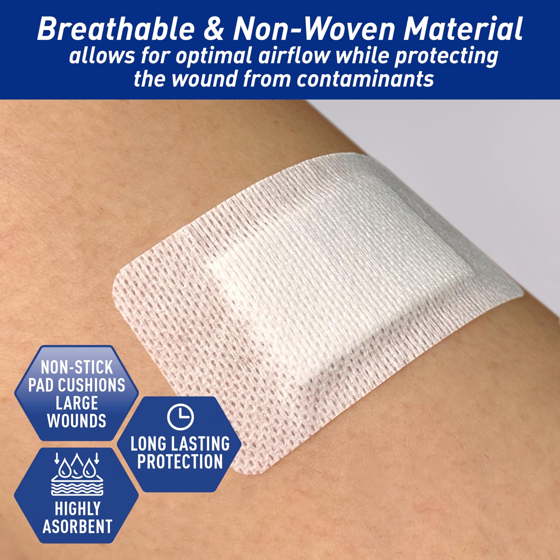 MED PRIDE Adhesive Island Dressing 2x3 in, Pack of 50 Sterile Bordered Wound Dressings, Highly Absorbent, Non-Stick, Latex-Free (2'' x 3.15'')