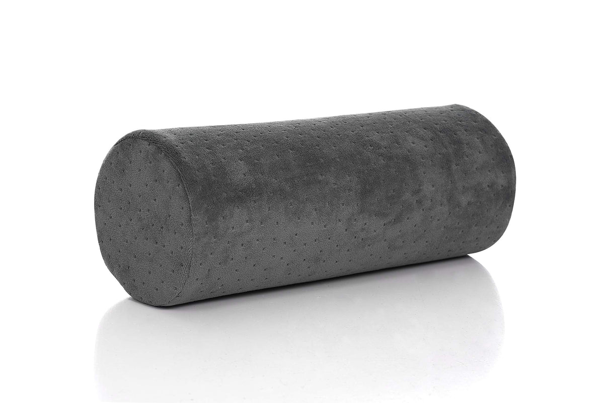 AllSett Health Round Cervical Roll Cylinder Bolster Pillow with Removable Washable Cover, Ergonomically Designed for Head, Neck, Back, and Legs, Grey