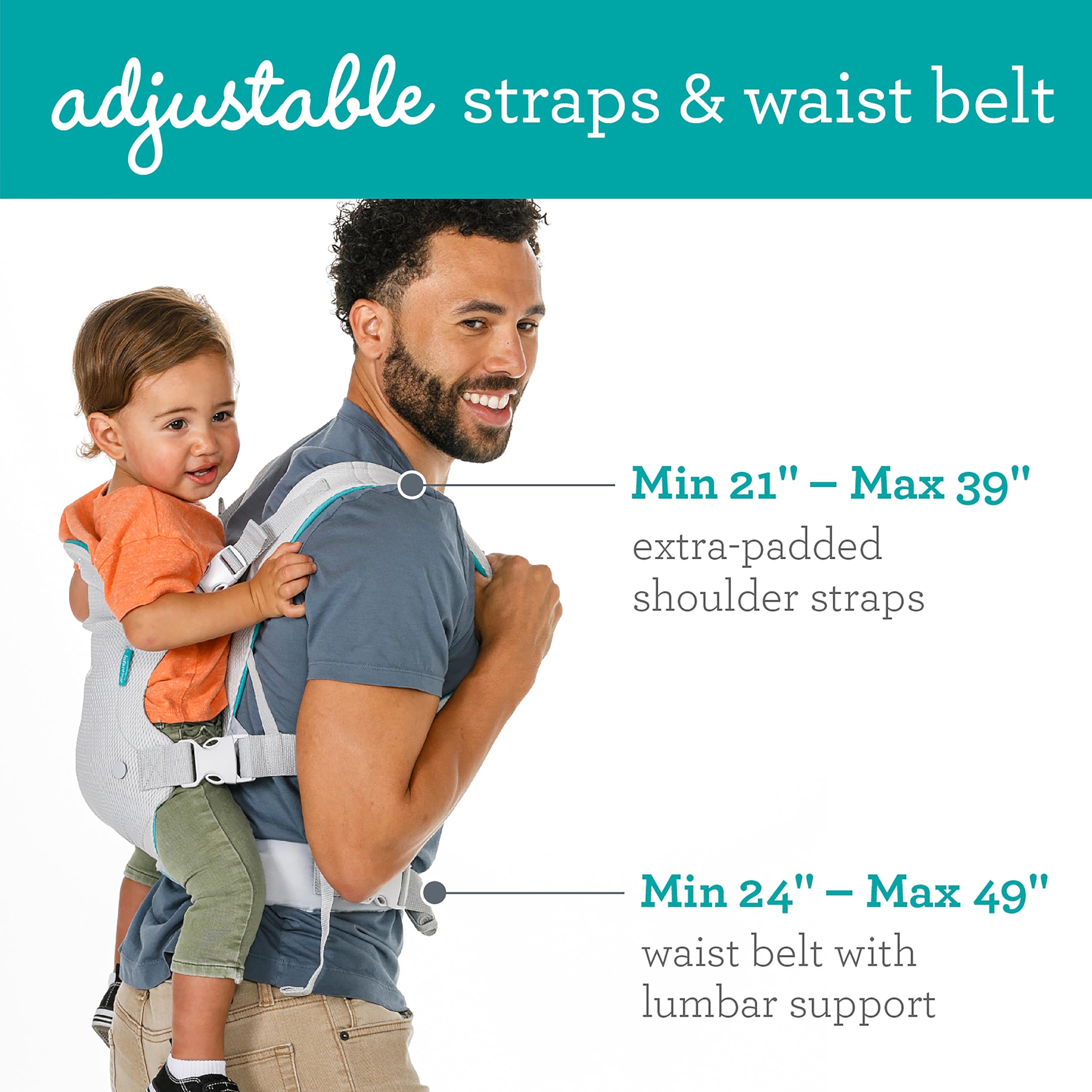 Infantino Flip 4-in-1 Light & Airy Convertible Carrier - Breathable, 4 Positions, Lumbar Support