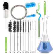 CUMFYHOUS-Set of 12 Tube Pipe Cleaners Brush Kit,for Cleaning Long Neck Bottle,Bent Glass Tube,Straw.17-inch Long Handle Brush,8.2-inch Different Diameters Brush,35-inch Flexible Double Ended Brush
