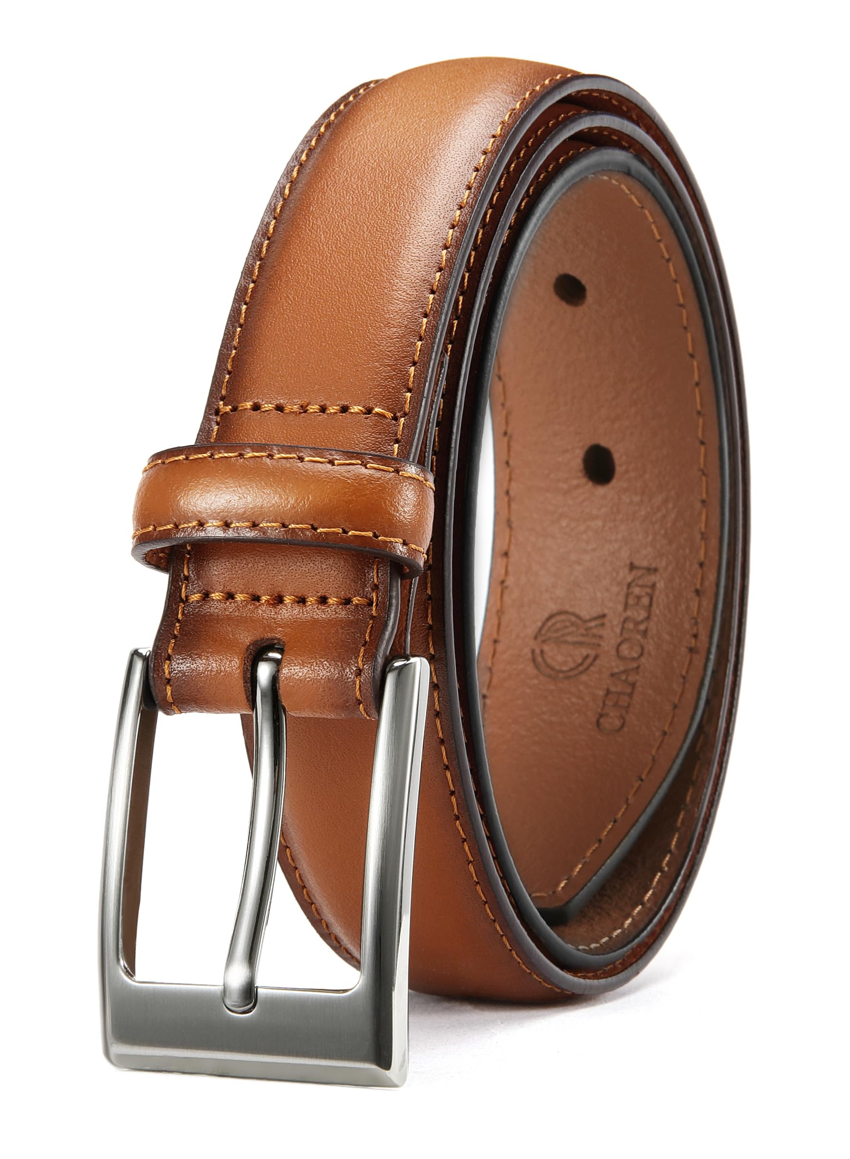 CHAOREN Mens Belts Leather - Brown Belt Men 1 1/8" Mens Dress Belt - Perfect Companion to Mens Shoes