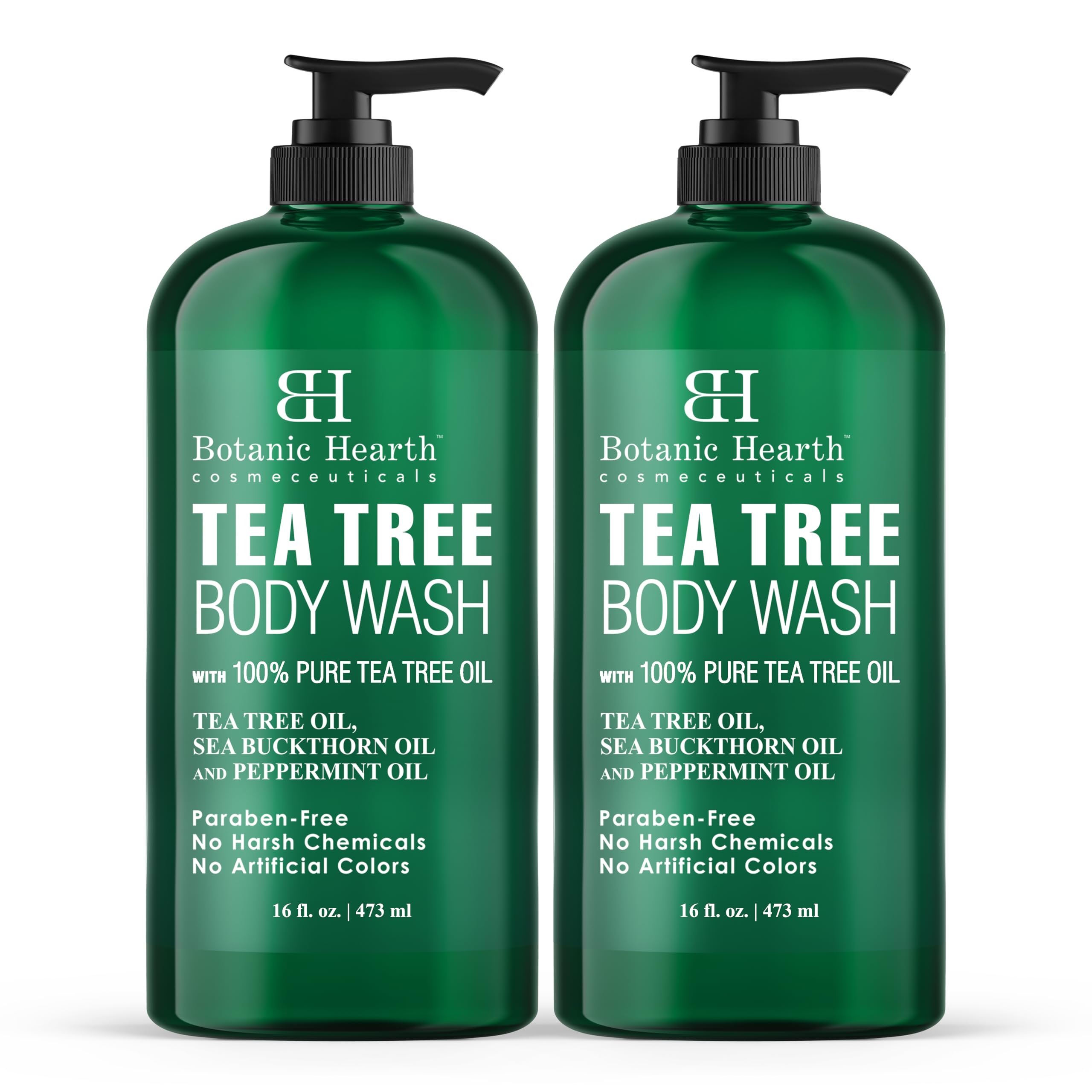 Botanic Hearth Tea Tree Body Wash | 16 Fl Oz | Helps Soothe Itchy, Dry Skin, Antifungal Body Wash With 100% Pure Tea Tree Oil | Sulfate Free, Paraben Free, For Men And Women Set Of 2