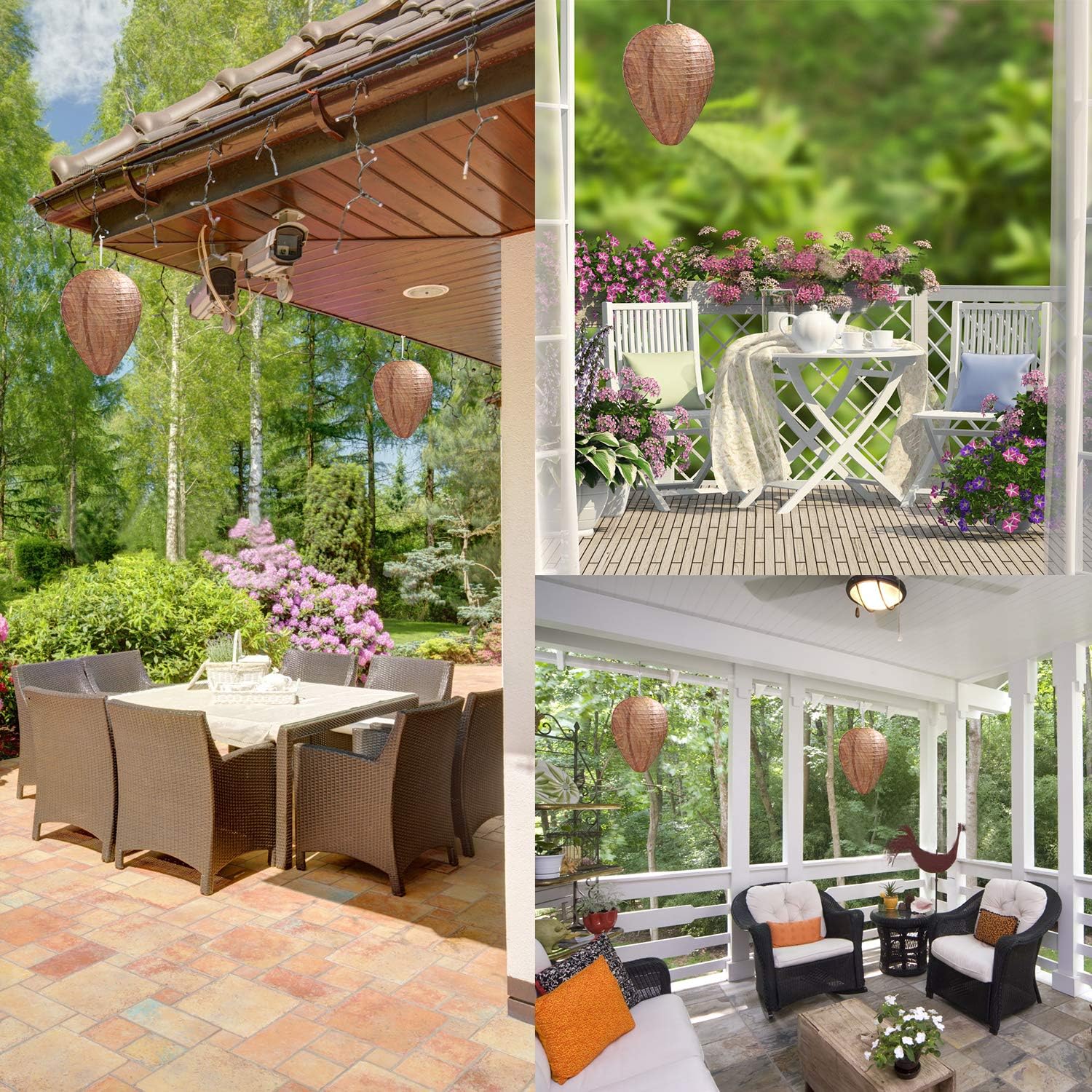 4 Pack Wasp Nest Decoy Hanging Wasp Nest Stay Away from Wasps Hornets Yellow Jackets