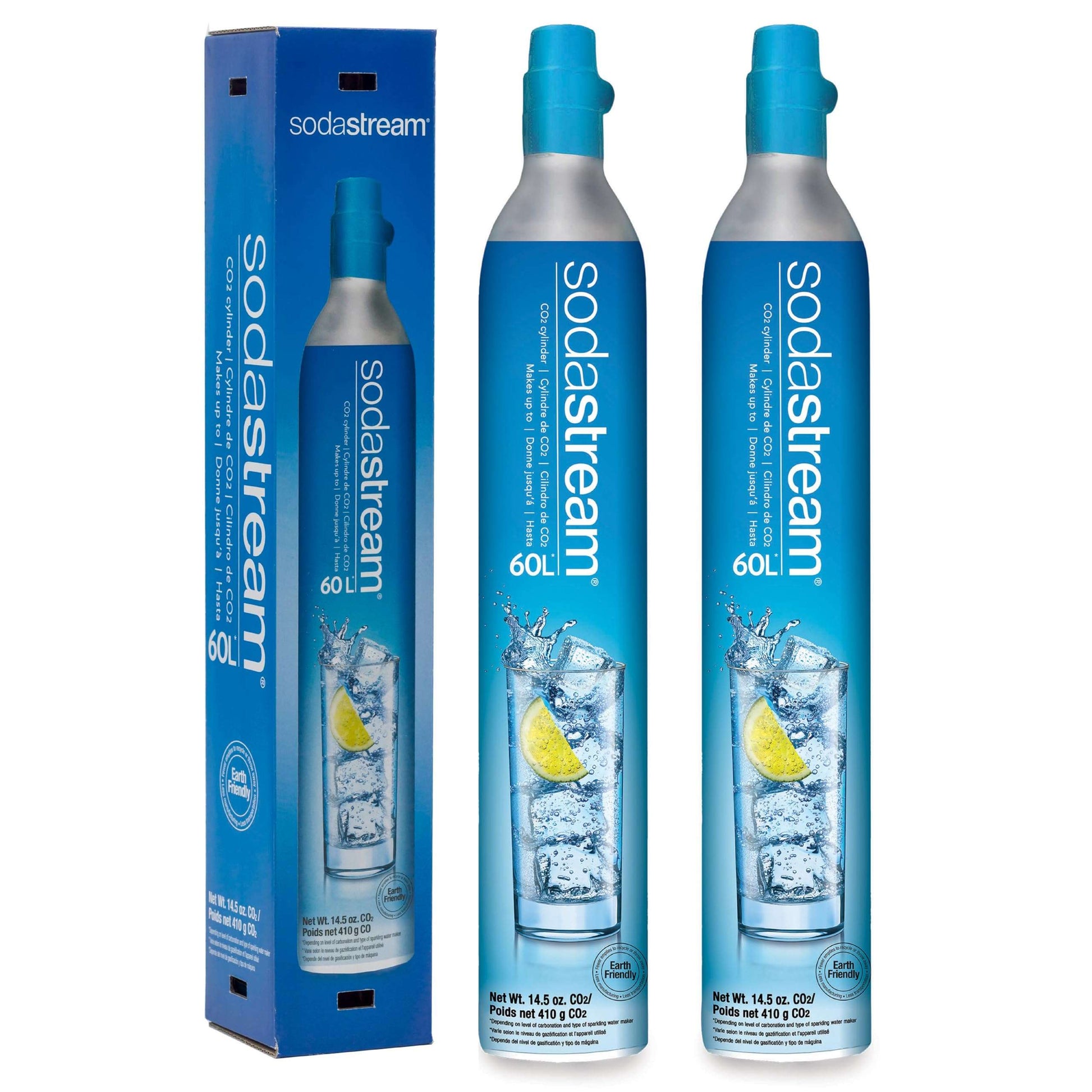 Sodastream 60L Co2 Exchange Carbonator, 14.5oz, Set of 2, plus