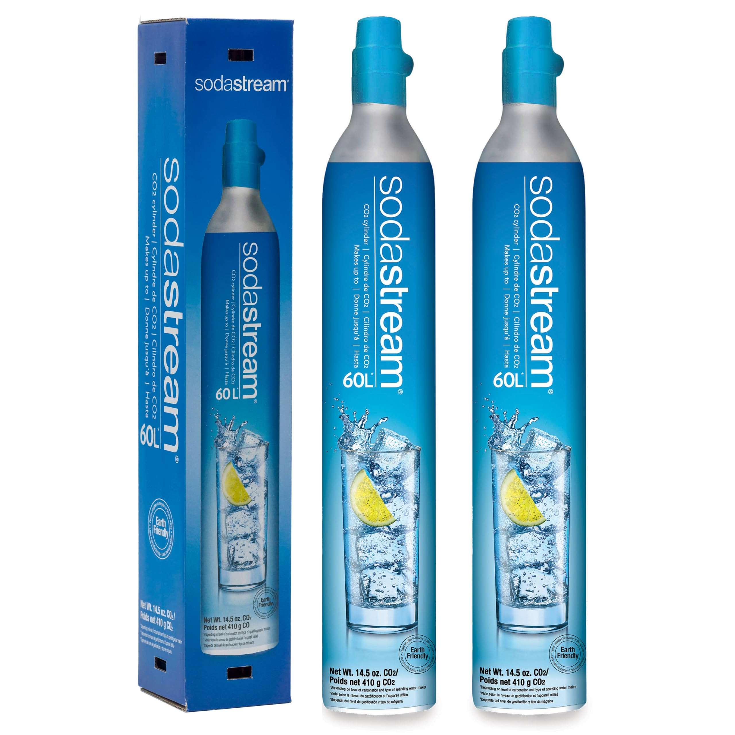 Sodastream 60L Co2 Exchange Carbonator, 14.5oz, Set of 2, plus