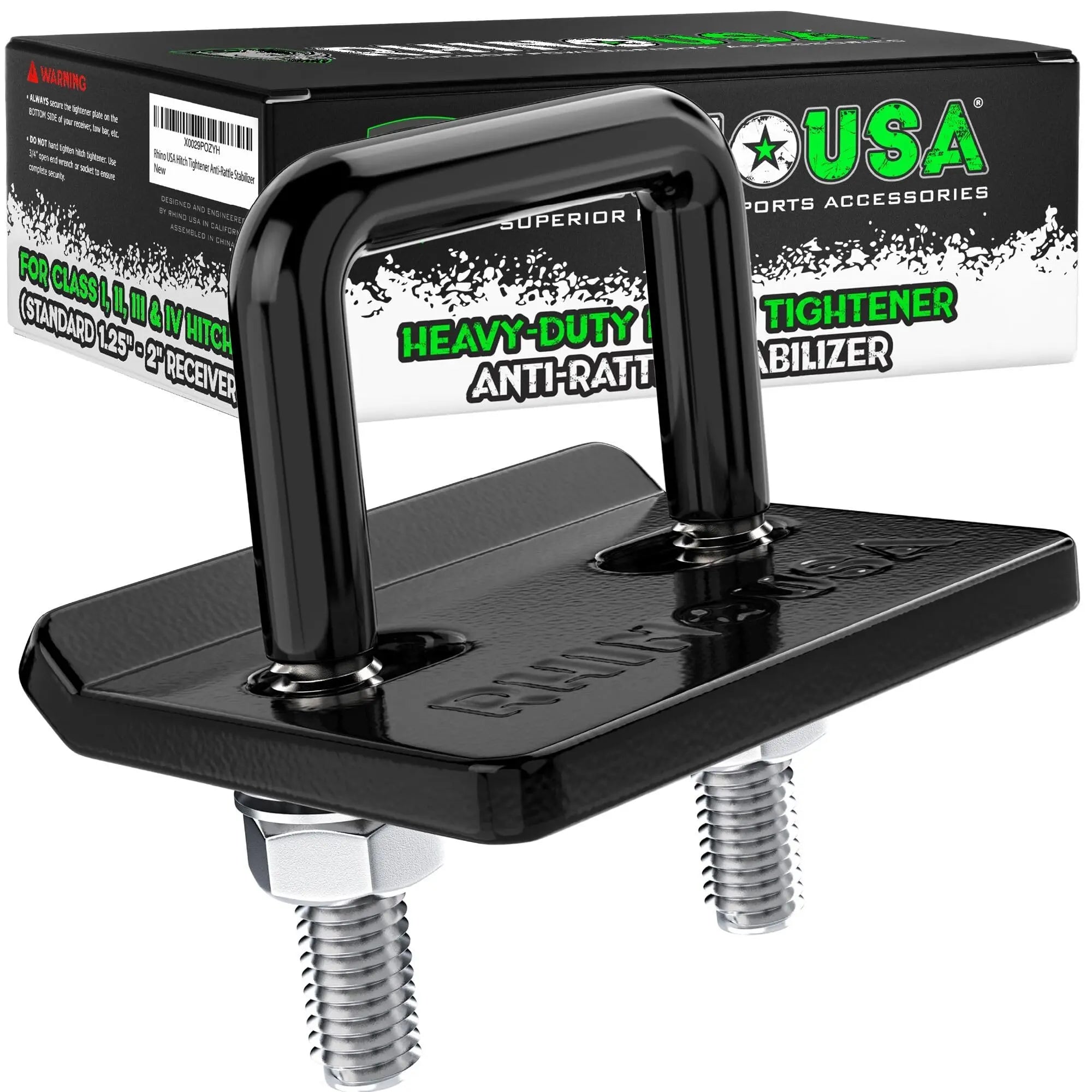 Rhino USA Hitch Tightener Anti Rattle Clamp (for 2 inch Hitches) Heavy Duty Steel Trailer Hitch Stabilizer - Weatherproof Protective Anti-Rust Silencer for Bike Rack, Hitch Receiver & More!