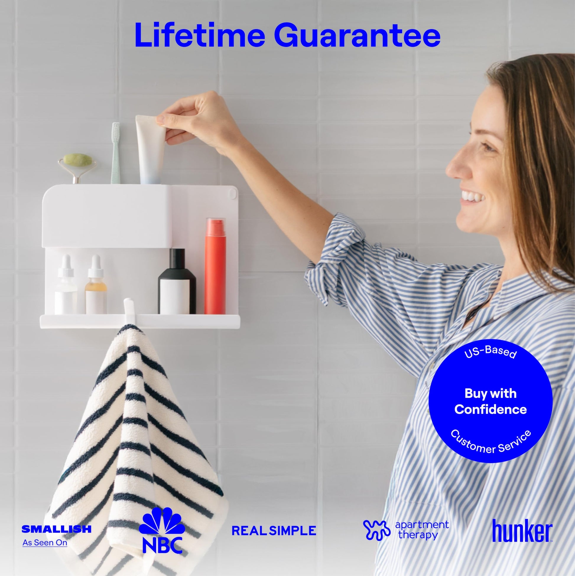 WallShelfie Bedside Wall Organizer - Room Decor, Dorm Room Essential, Floating Bedside Shelf Wall Mount, Makeup Organizer, Remote Control Holder, Room Accessories, Floating Shelves (White)