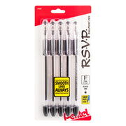 Pentel® R.S.V.P.® Ballpoint Pens, Fine Point, 0.7 mm, Clear Barrel, Black Ink, Pack Of 5