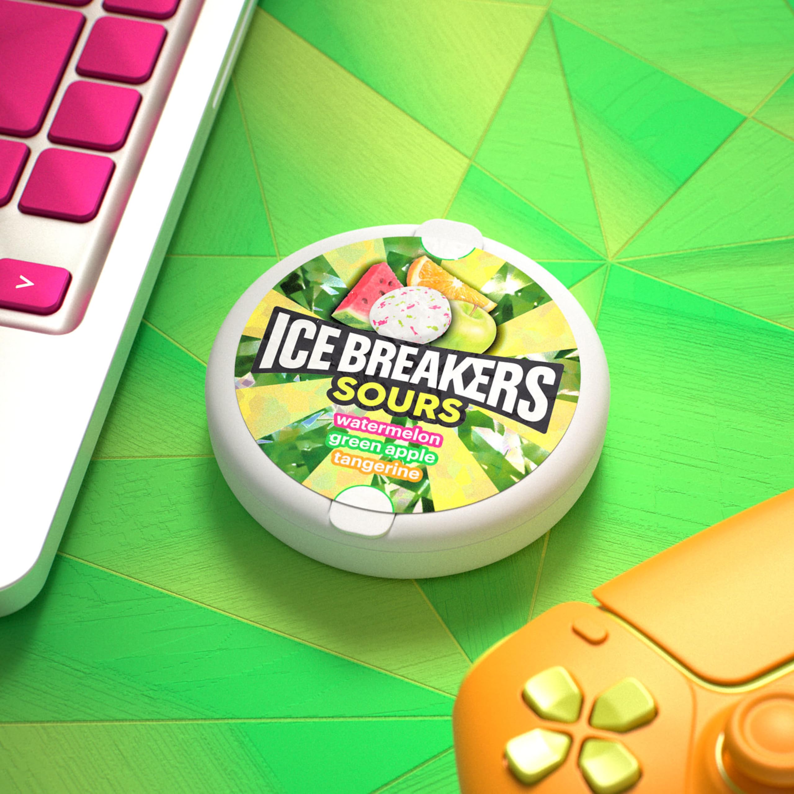 ICE BREAKERS Sours Assorted Fruit Flavored Sugar Free Mints Tins, 1.5 oz (8 Count)