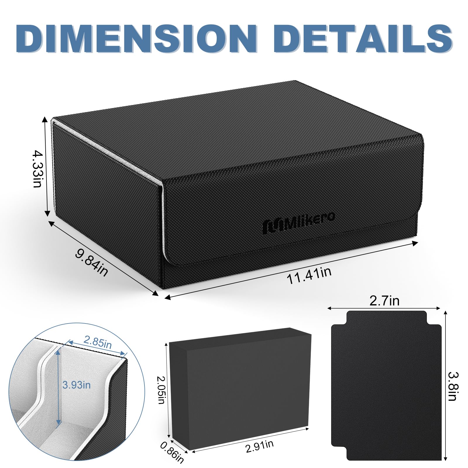 Mlikero Card Deck Case for Trading Cards 1800+, Trading Card Storage Box with 10 Dividers and 3 Foam Stoppers, Leather Magnetic Closure Commander Deck Box Fit for YuGiOh, MTG and Sport Cards
