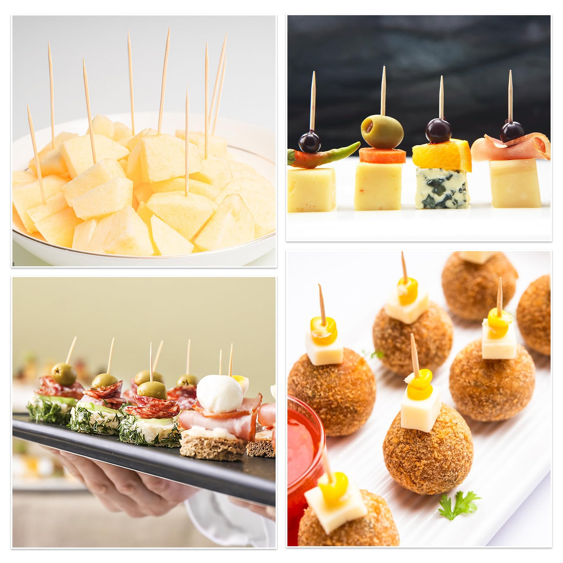 Damuzhi 1000 Count Bamboo Toothpicks Barbecue, Fruits And Teeth Cleaning - Round Double-Pointed Wooden Toothpicks, For Appetizers,Olives