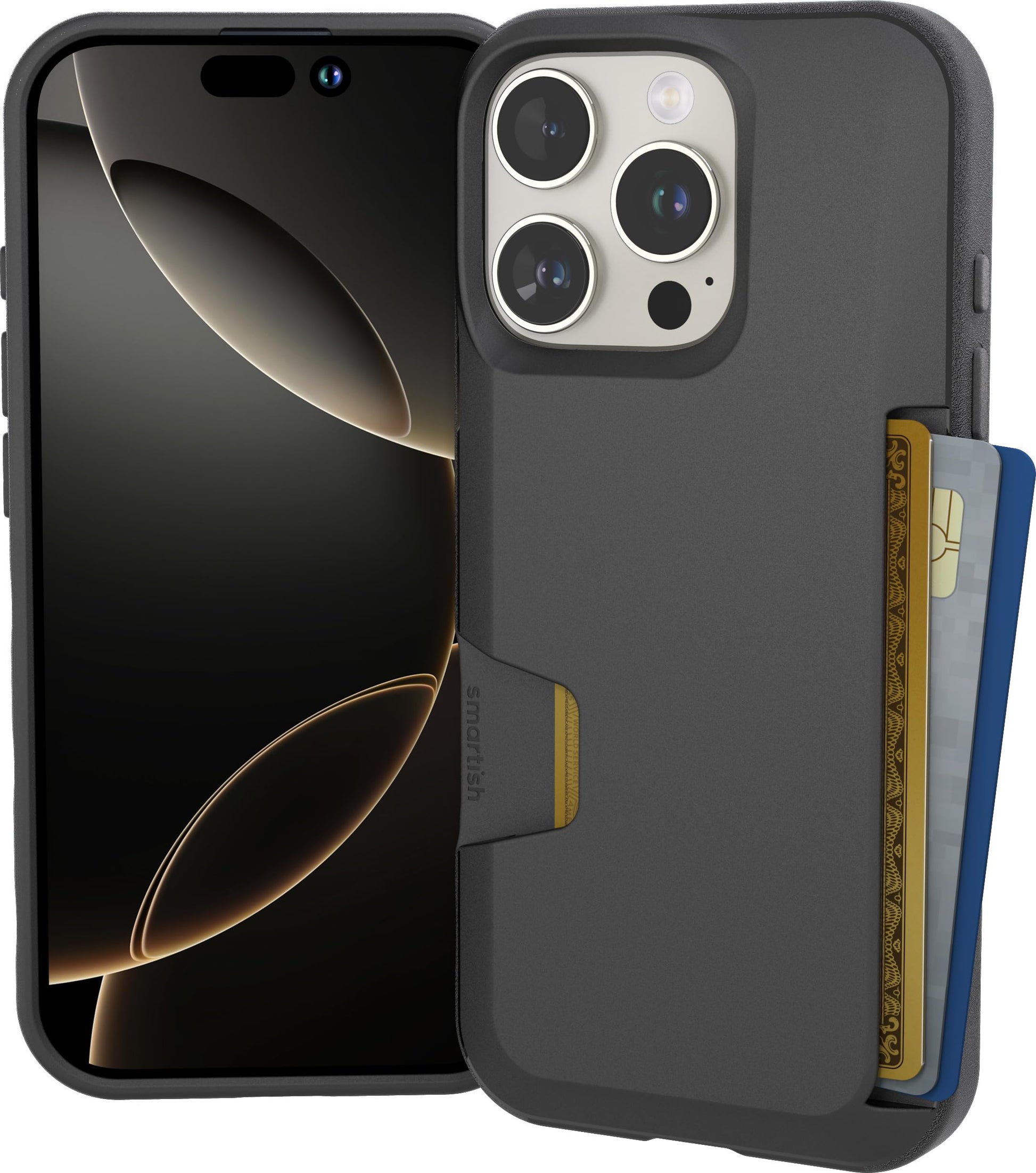 Smartish® iPhone 16 Pro Wallet Case - Wallet Slayer Vol. 1 [Slim + Protective] Credit Card Holder - Drop Tested Hidden Flip Card Slot Cover Compatible with Apple iPhone 16 Pro - Black Tie Affair