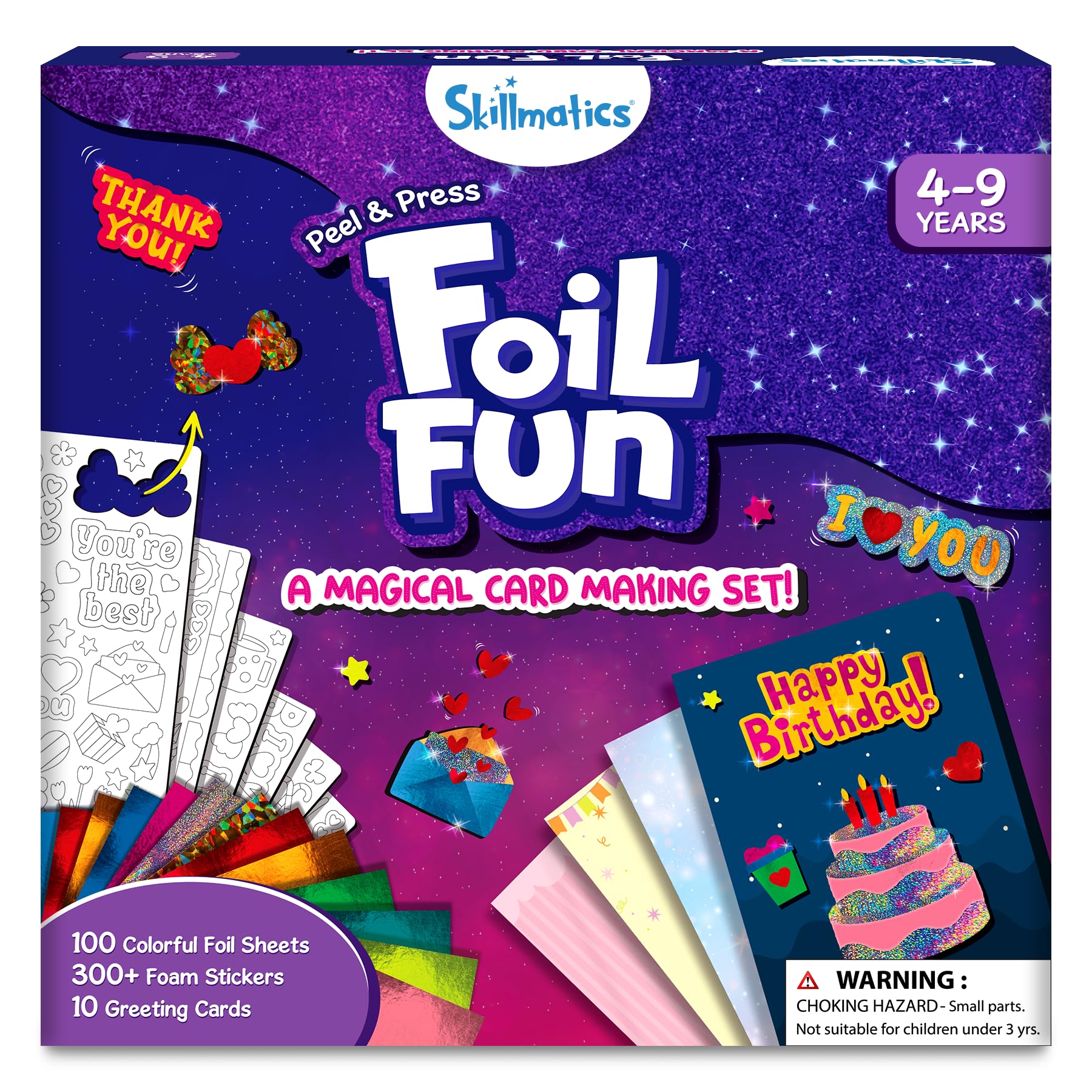 Skillmatics Art & Craft Activity - Foil Fun Card Making Set, Stocking Stuffers, No Mess Art for Kids, DIY Creative Activity, Gifts for Girls & Boys Ages 4, 5, 6, 7, 8, 9, Travel Toys