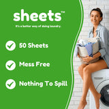 Sheets Laundry Club Laundry Detergent Sheets, 50 Pack (Up to 100 Loads) - Fresh Linen - New Liquidless Technology, Travel Essential Cleaning Supplies