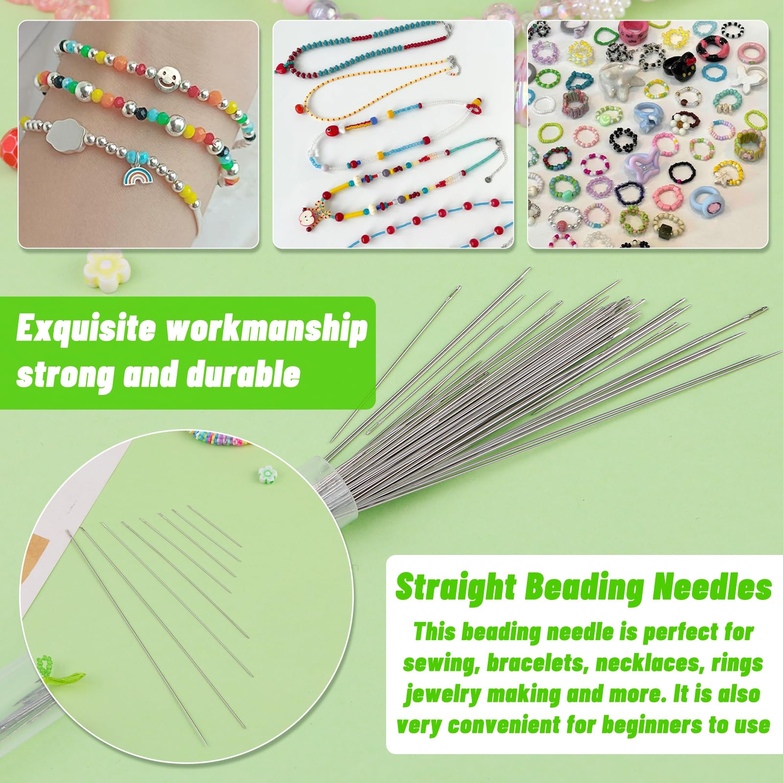 86 Pcs Beading Needle Set,6 Sizes Big Eye Seed Bead Needles,Long Straight Beading Needle,Twist Beading Needles,Flexible Needle for Beads for Jewelry Making