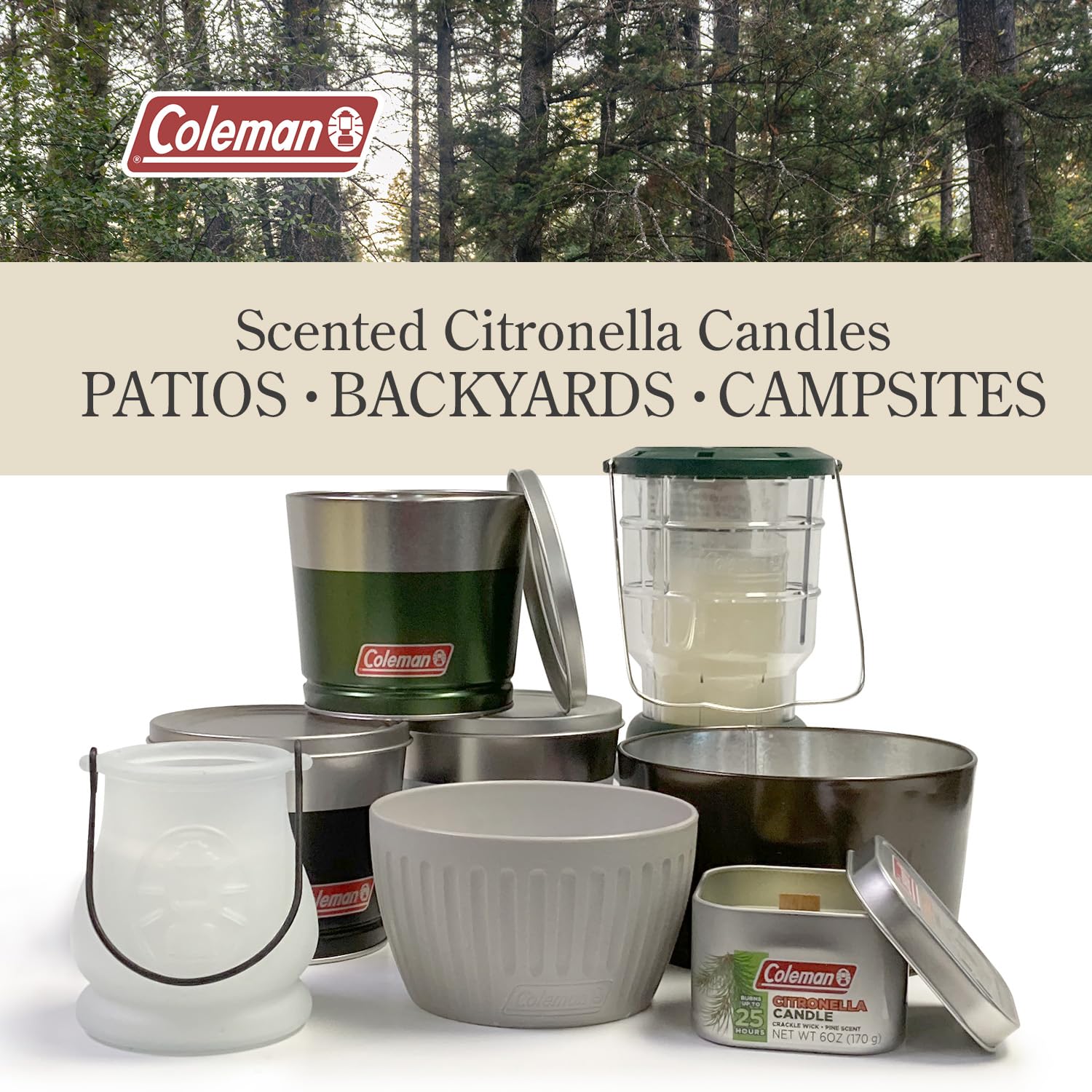 Coleman Citronella Candle 18oz – 30+ Hour Burn Time, Outdoor Candle with Single Wick & Recyclable Tin for Camping, Patio, & Backyard