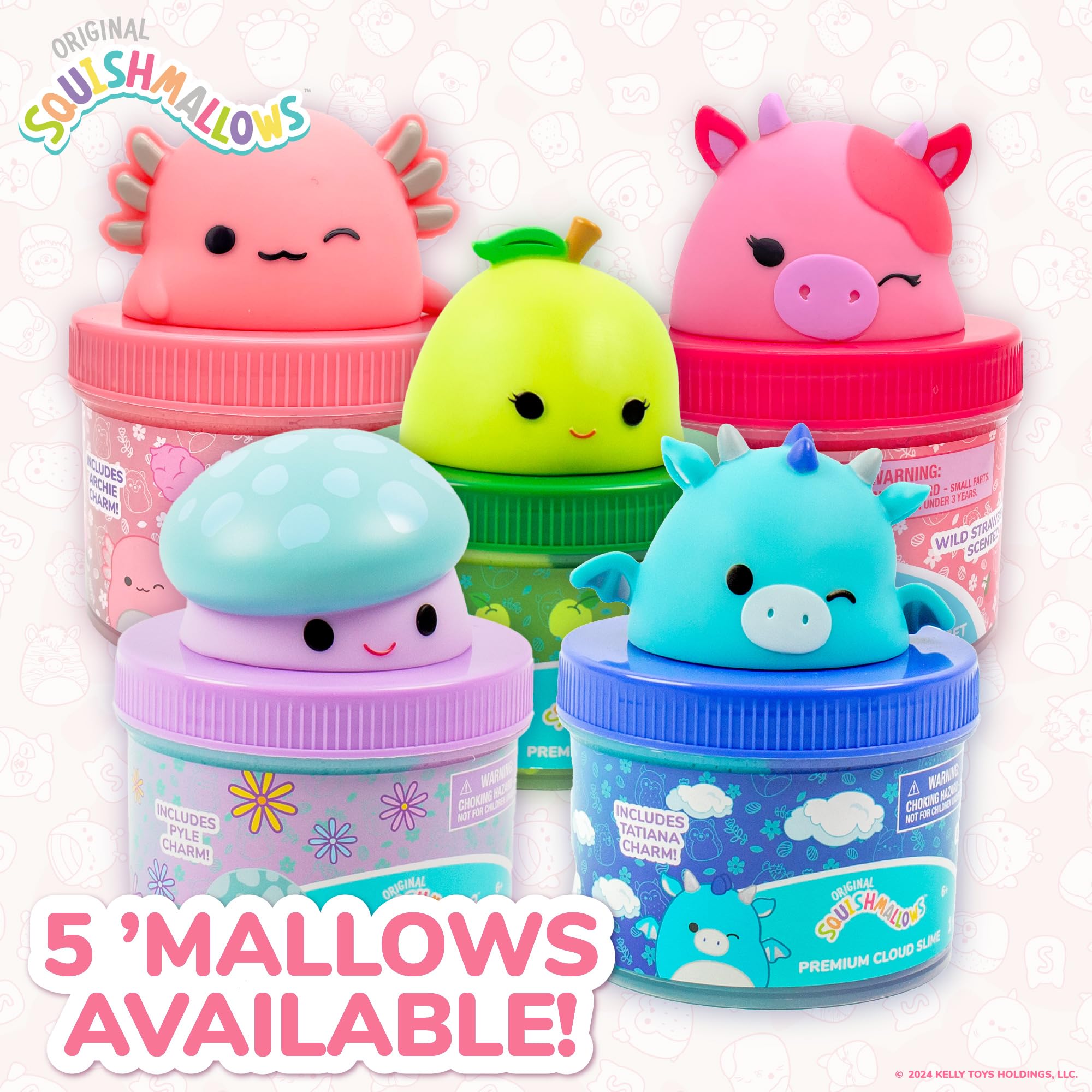 Original Squishmallows Ashley The Apple Premium Cloud Slime, 8 oz. Fluffy Slime, Green Apple Scented, 3 Fun Slime Add Ins, Pre-Made Slime for Kids, Great 6 Year Old Toys, Super Soft Sludge Toy