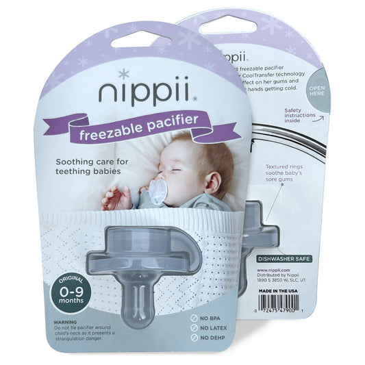 Nippii Freezable Pacifier for Teething - Silicone Teething Pacifier for Baby Teething Relief - Safe Infant Pacifier with Cooling Effect - Easy to Clean & Medical Grade BPA Free - For Babies 0-9 Months