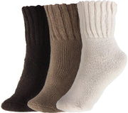 BenSorts Women Warm Solid Socks Thick Ladies Warm Cozy Crew Socks for Female Dark Light Brown Beige 3 Pairs Pack