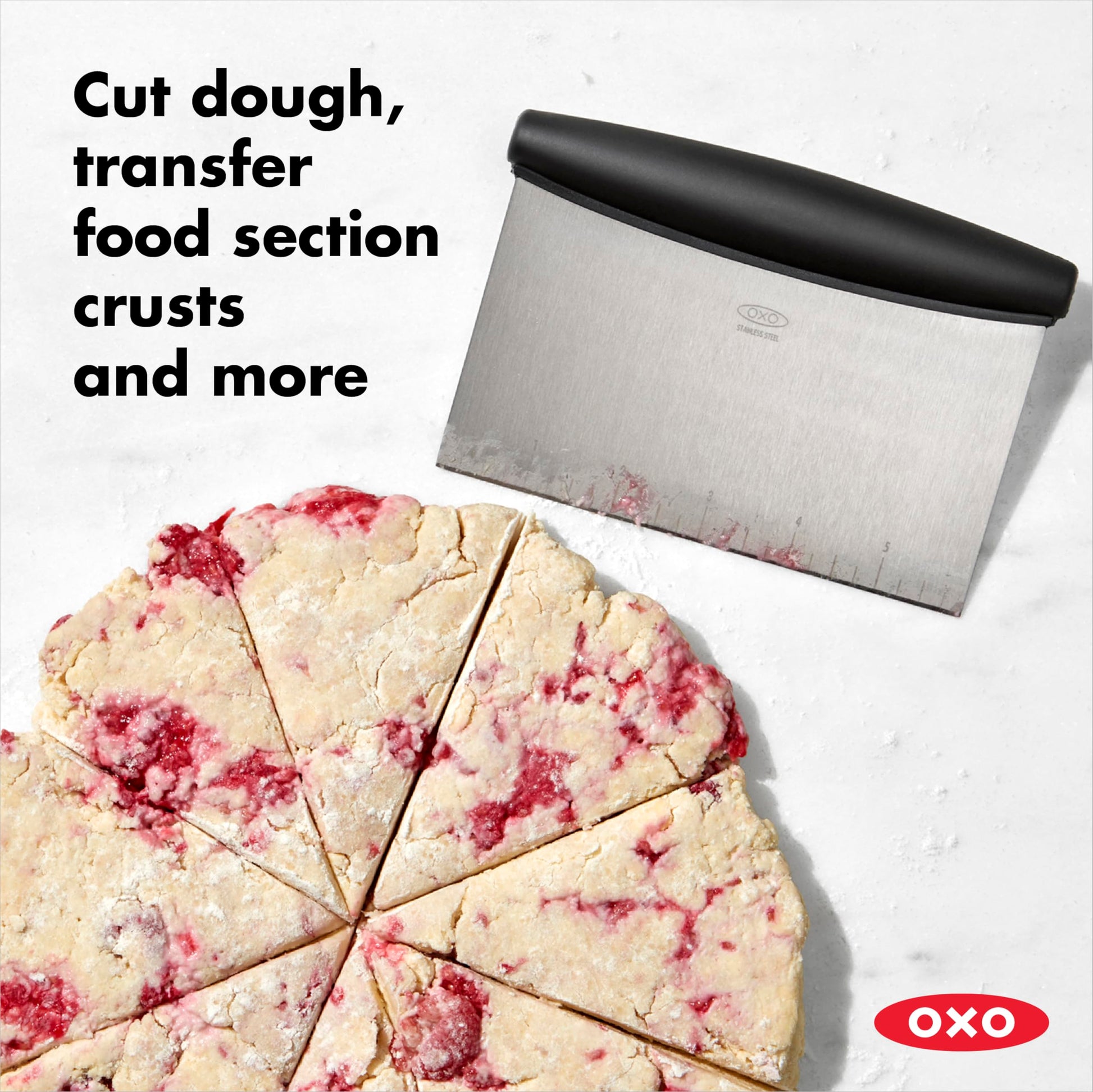OXO Good Grips Stainless Steel Bench Scraper & Chopper, Dough Cutter for Baking