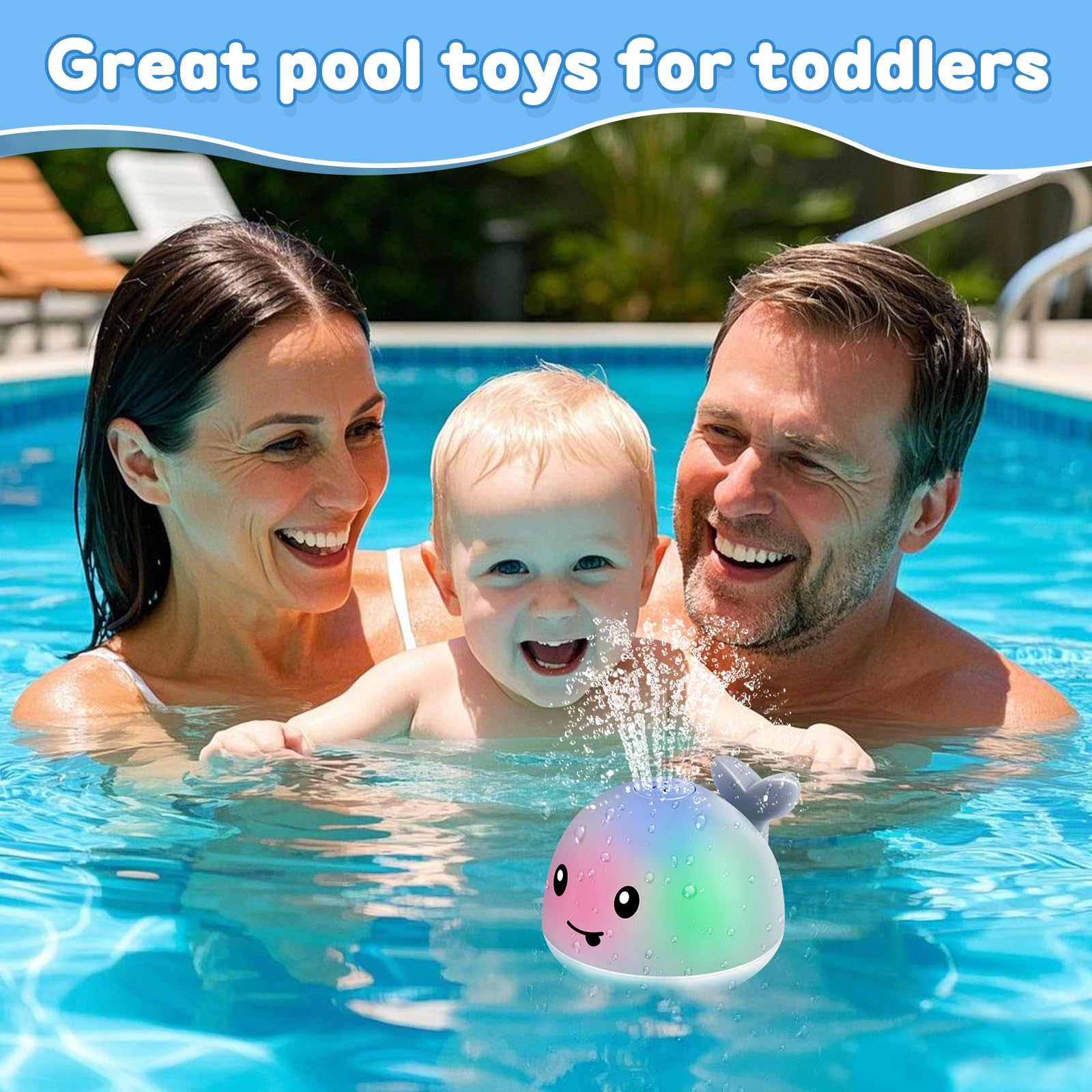 ANGGIKO Baby Bath Toys, Toddler Bath Toys for Kids Ages 1-3, Light Up Whale Bath Toy Sprinkler, Pool Water Table Infant Baby Toys 6-12-18 Months, Bathtub Fountain Toy, Toddler 1st Birthday 1 2 3 Gifts