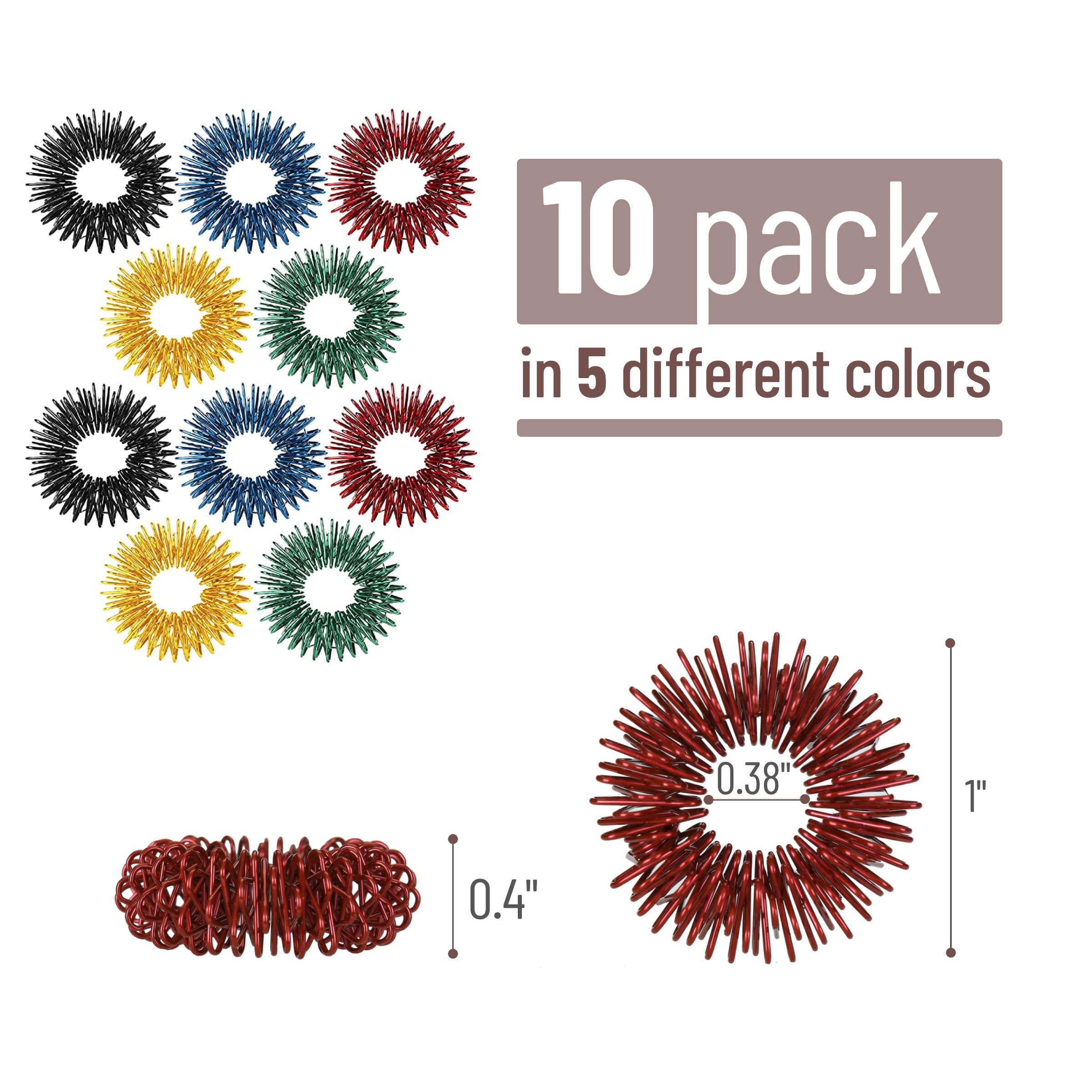 Mr. Pen- Spiky Sensory Rings, 10 Pack, Stress Relief Fidget Sensory Toys, Fidget Rings, Fidget Ring for Anxiety, Stress Relief Rings, Massager for Fidget ADHD Autism, Back to School Supplies